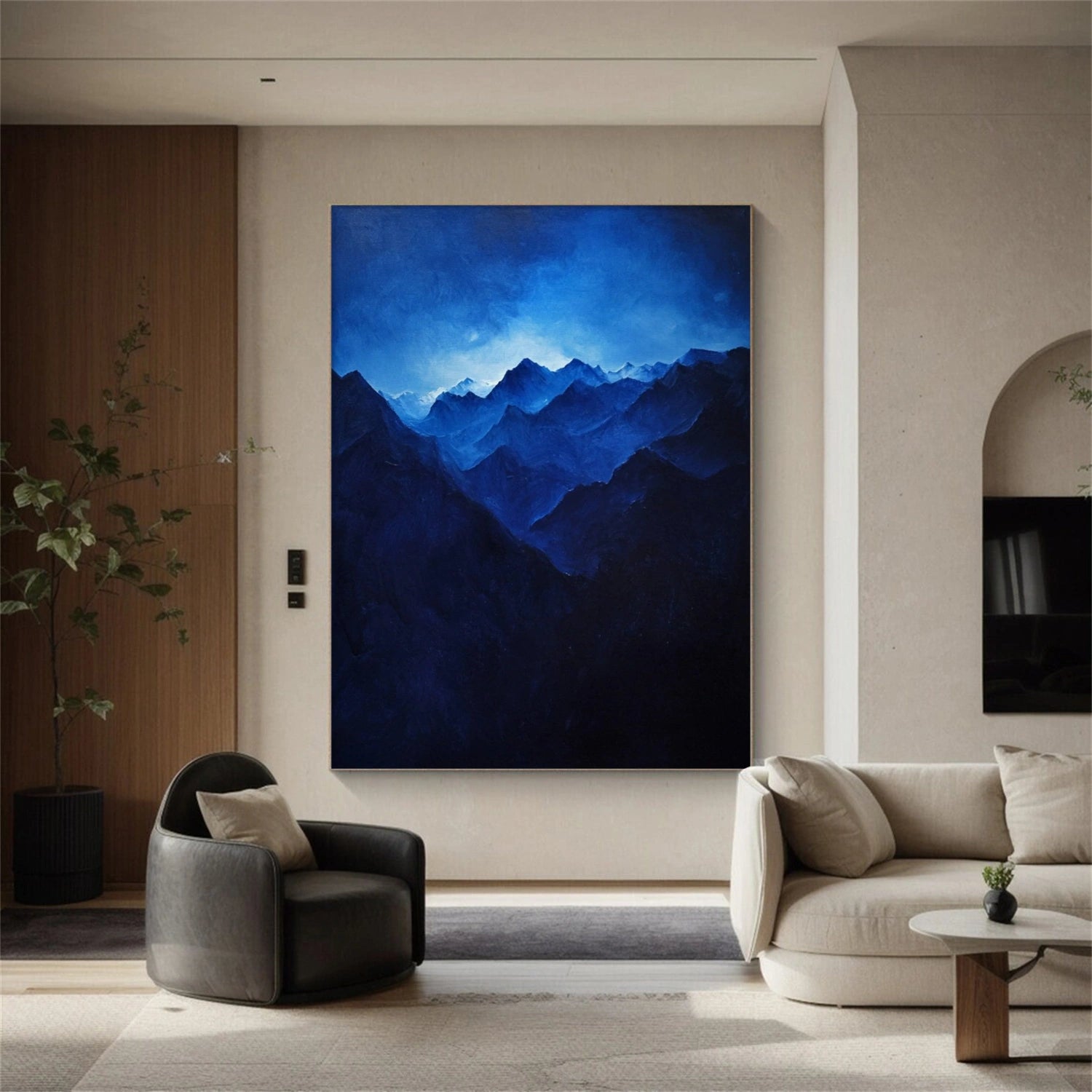 Blue Minimalist Mountain Canvas Art #WT192