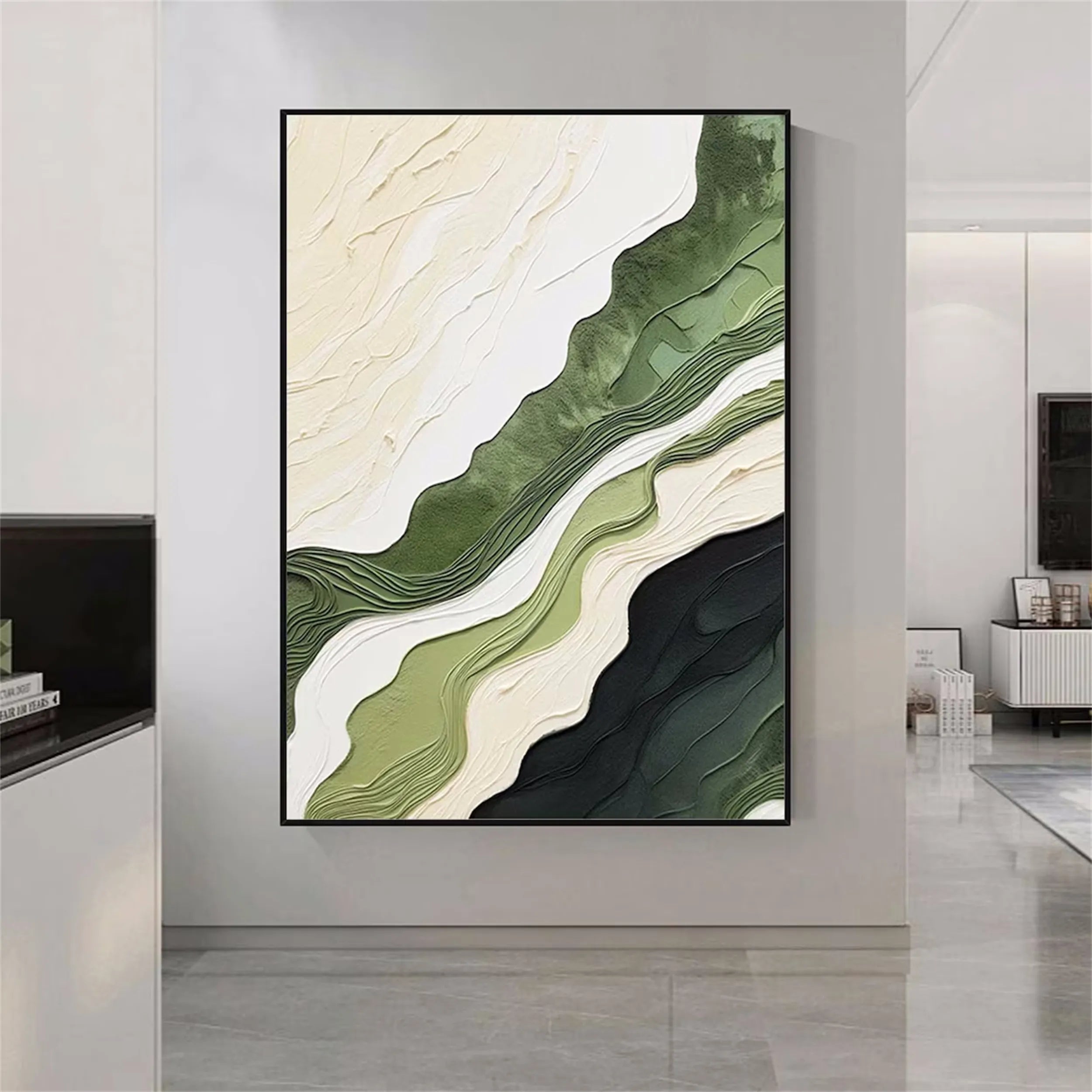 Green Textured Minimalist Wall Art #GT021