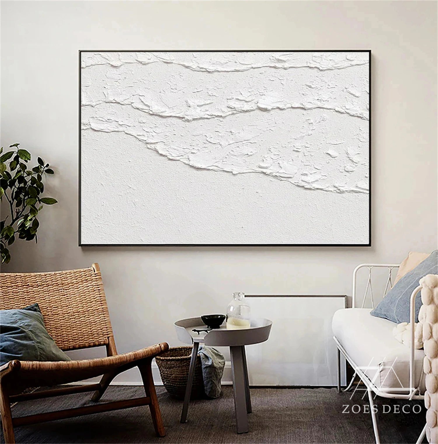 White Textured Minimalist Wall Art #WT180