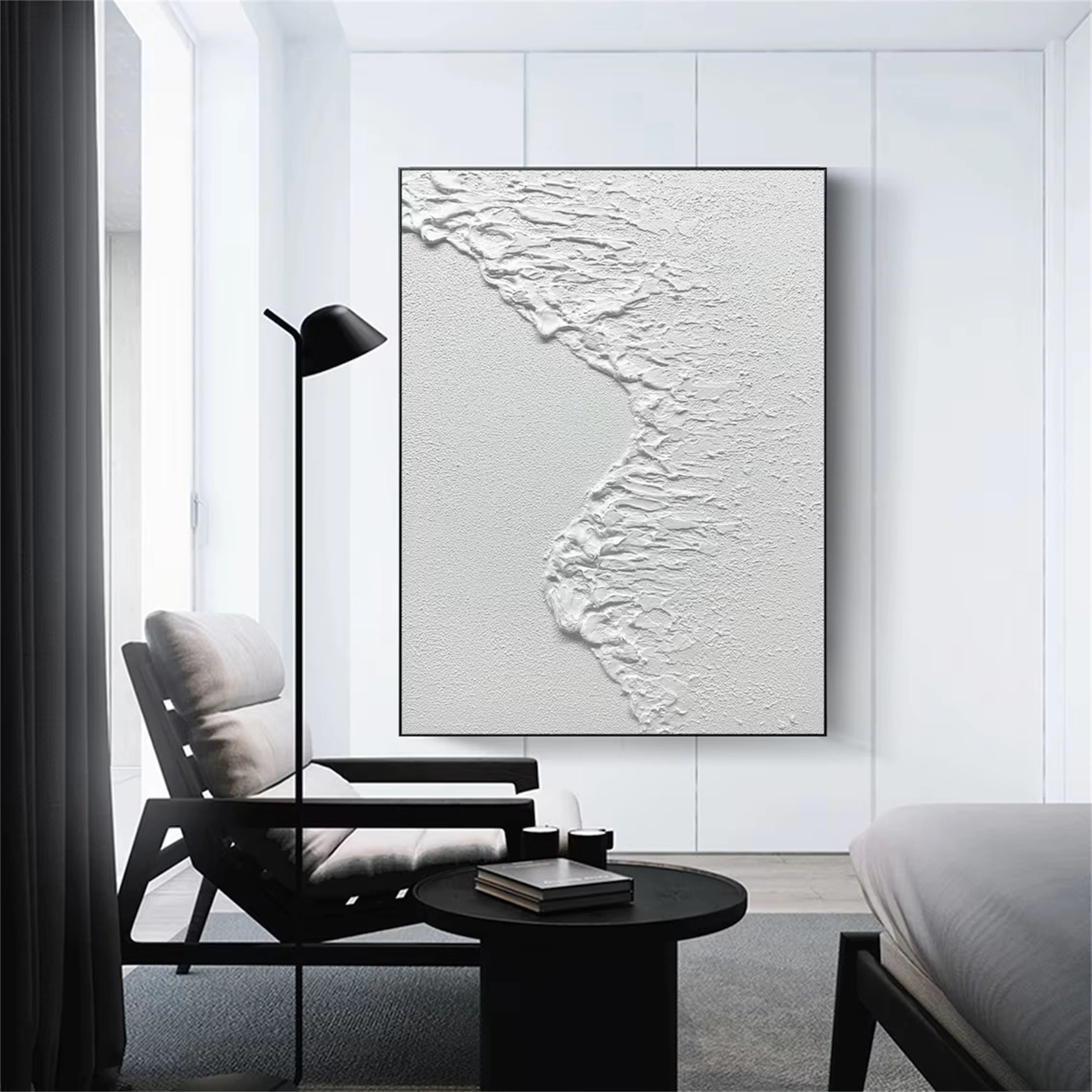 White Textured Minimalist Wall Art #WT094