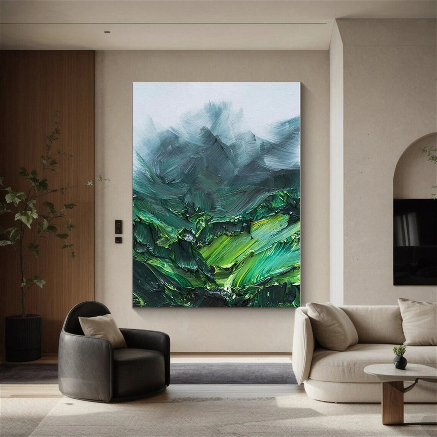Green Textured Abstract Wall Art #AW091