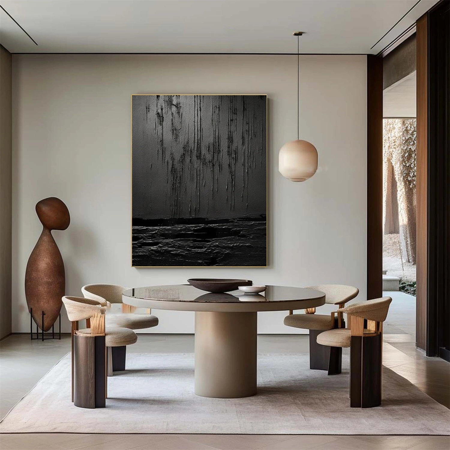 Black Textured Minimalist Wall Art #BT010