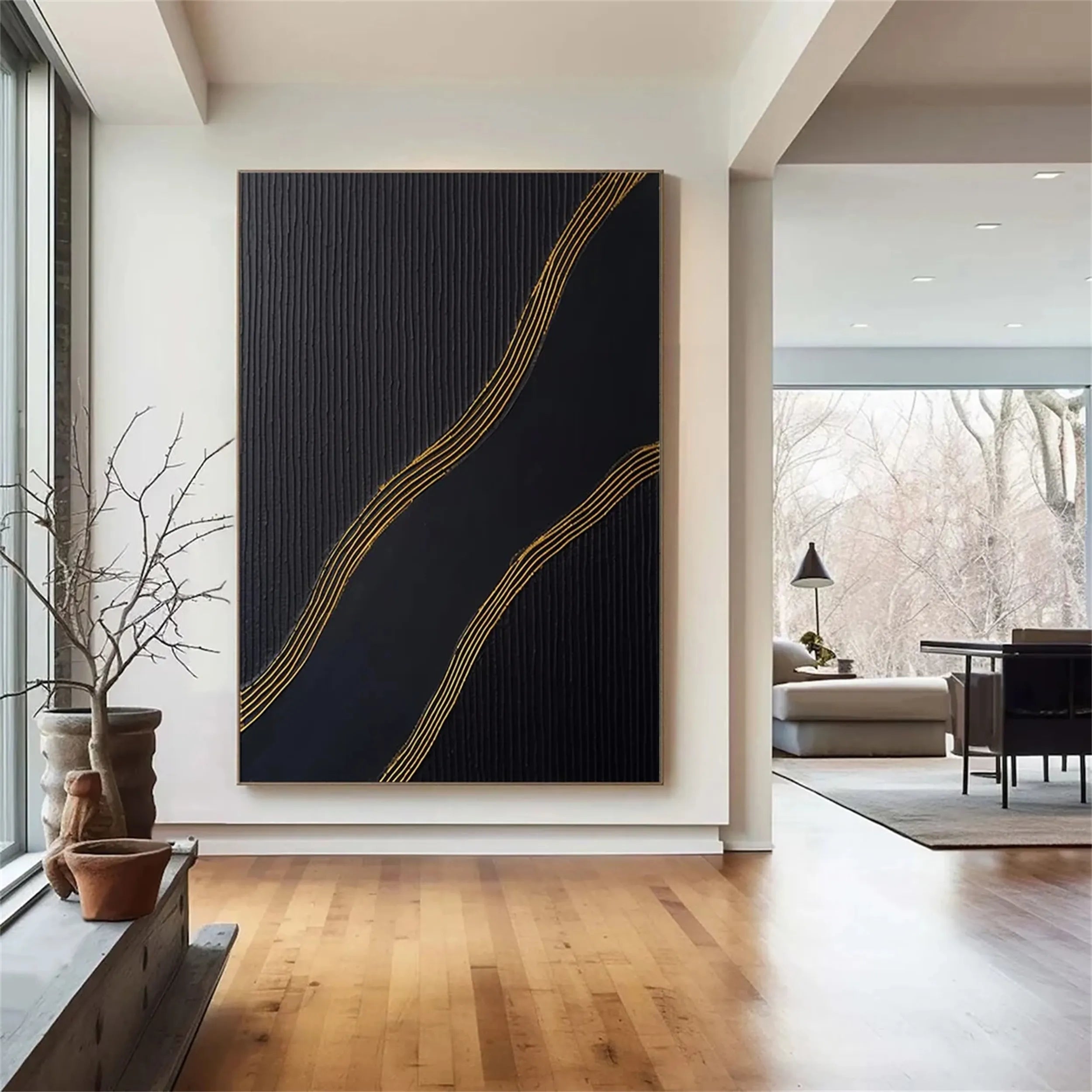 Black Textured Minimalist Wall Art #BT057