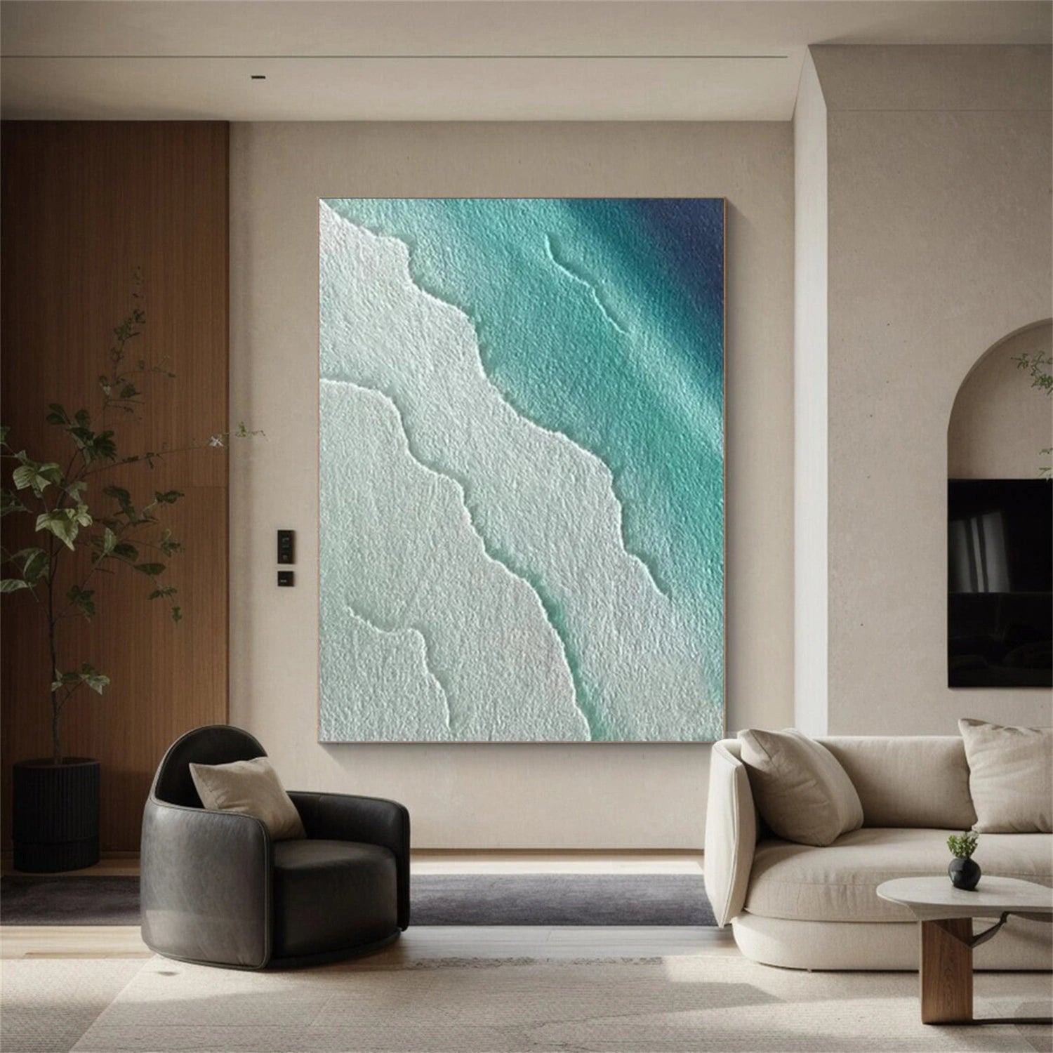Sky And Ocean Abstract Textured Wall Art #SO280