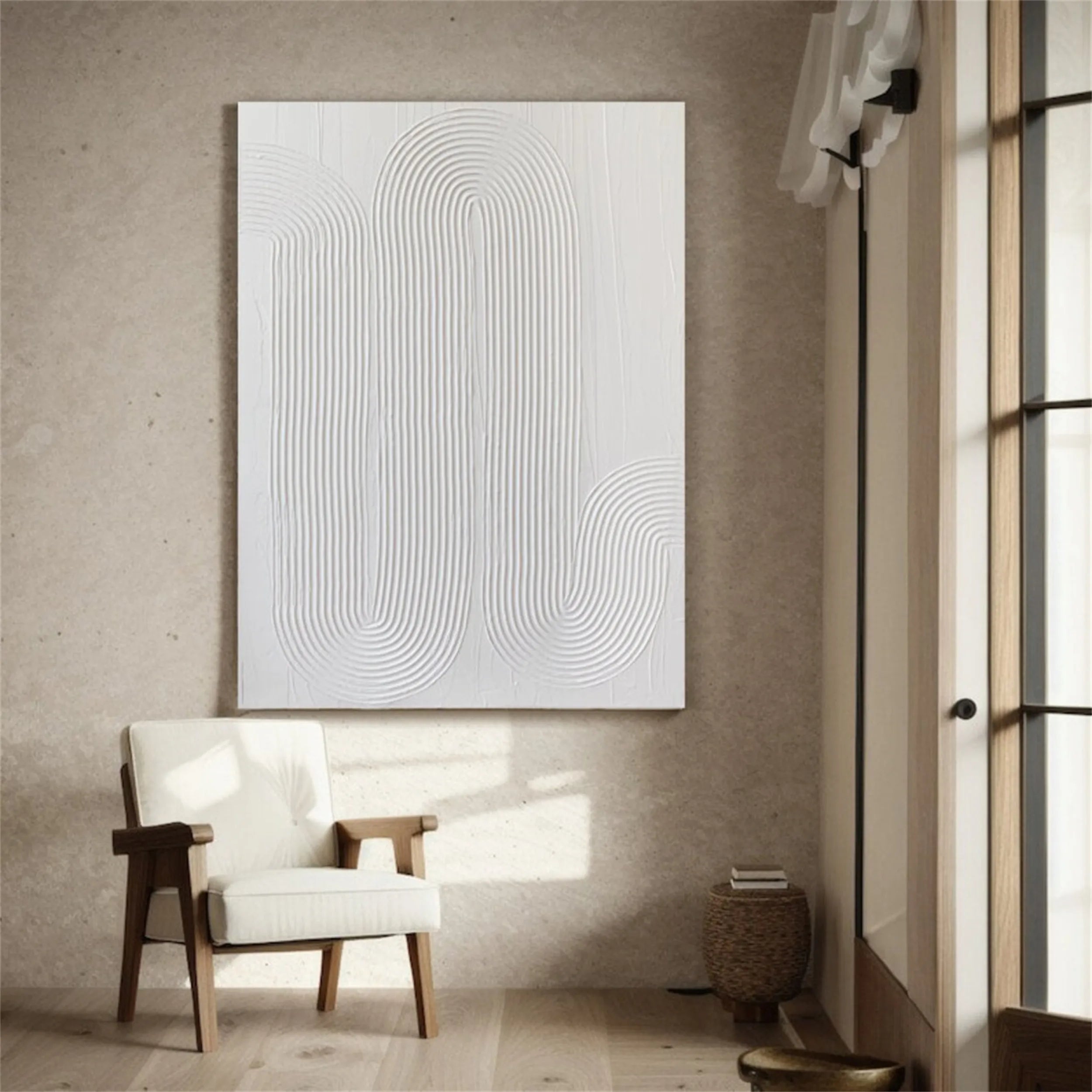 White Textured Minimalist Wall Art #WT110