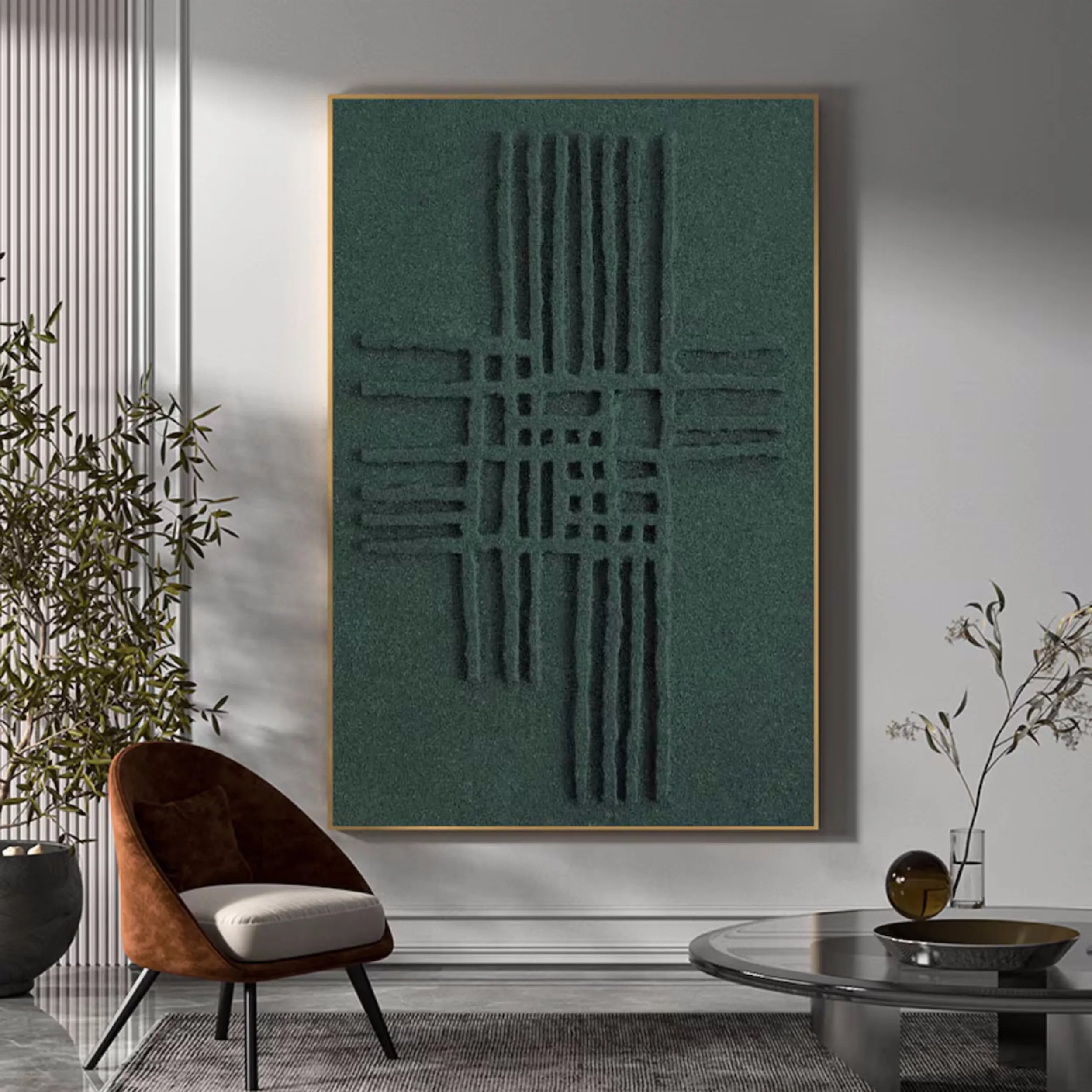 Green Textured Minimalist Wall Art #GT028
