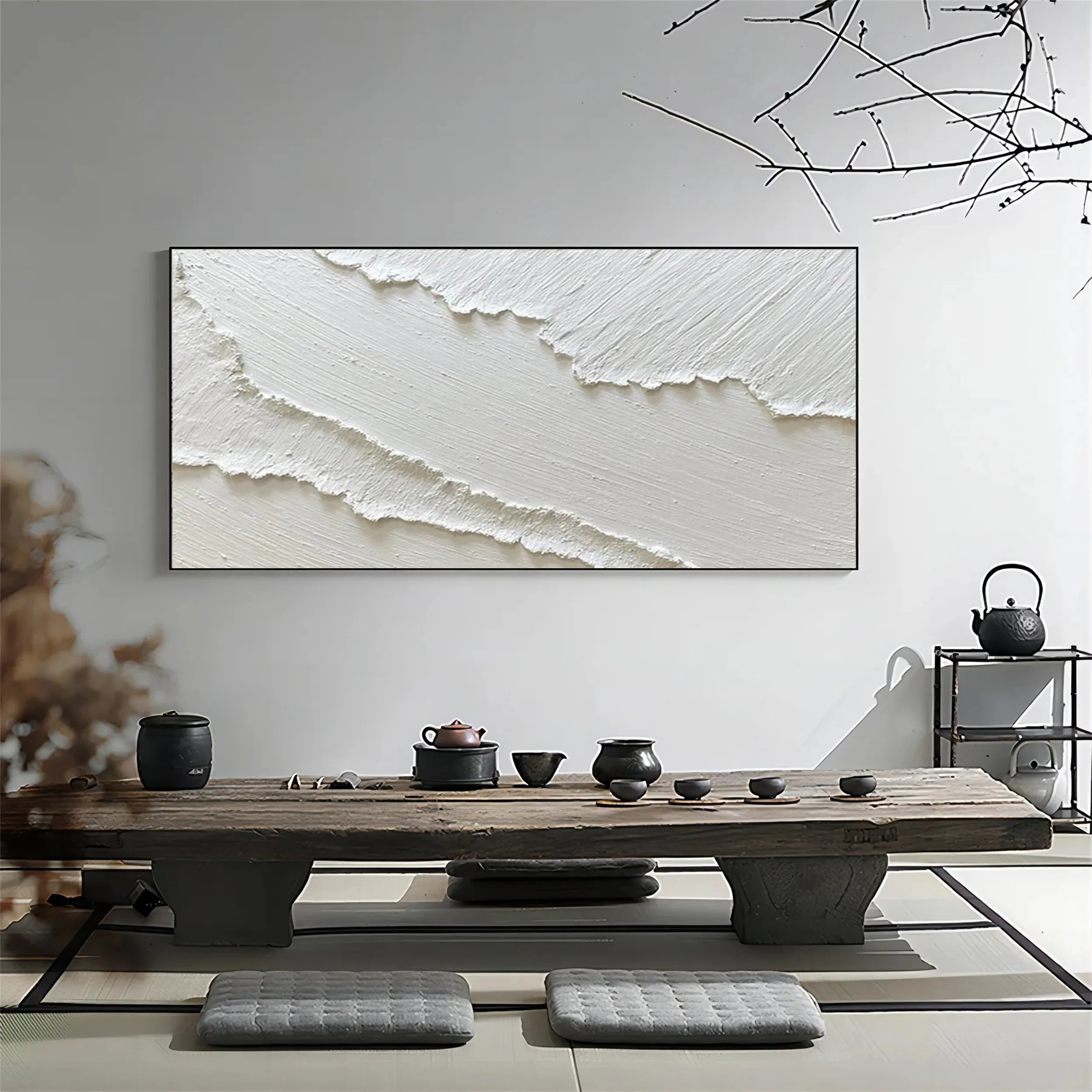 White Textured Minimalist Wall Art #WT095