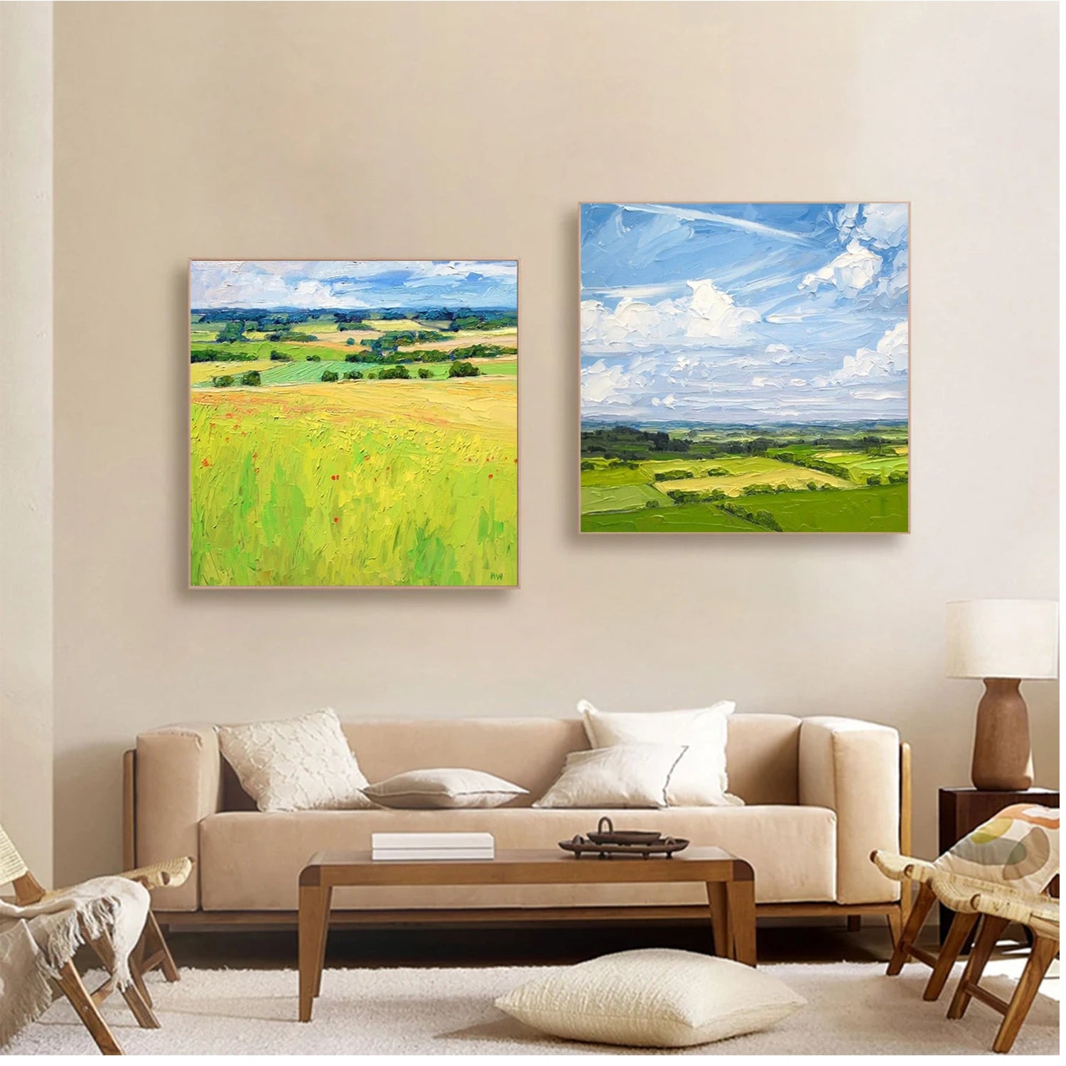 Tree And Flower Abstract Textured Wall Art Set of 2 #TF127