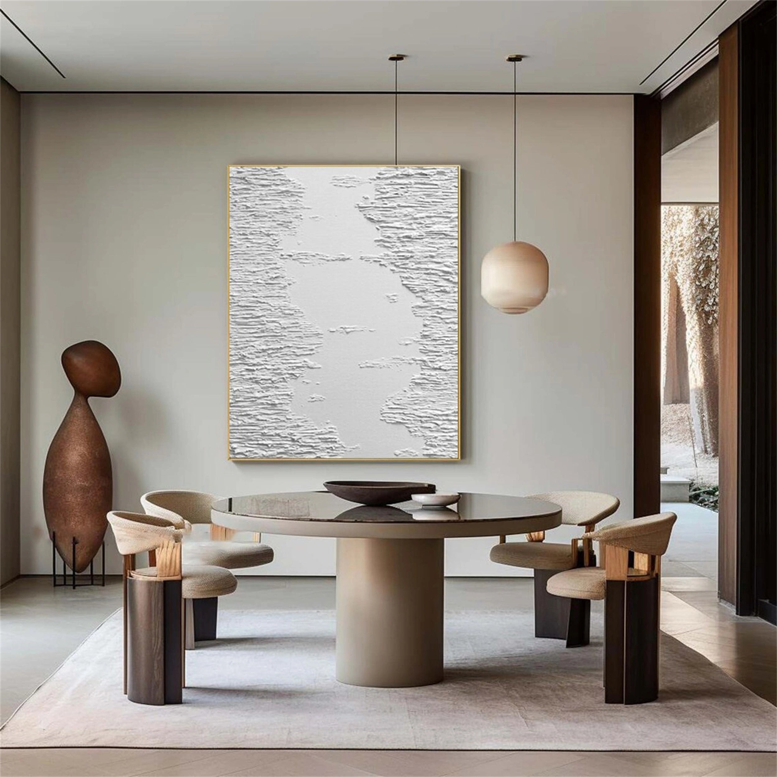 White Textured Minimalist Wall Art #WT086