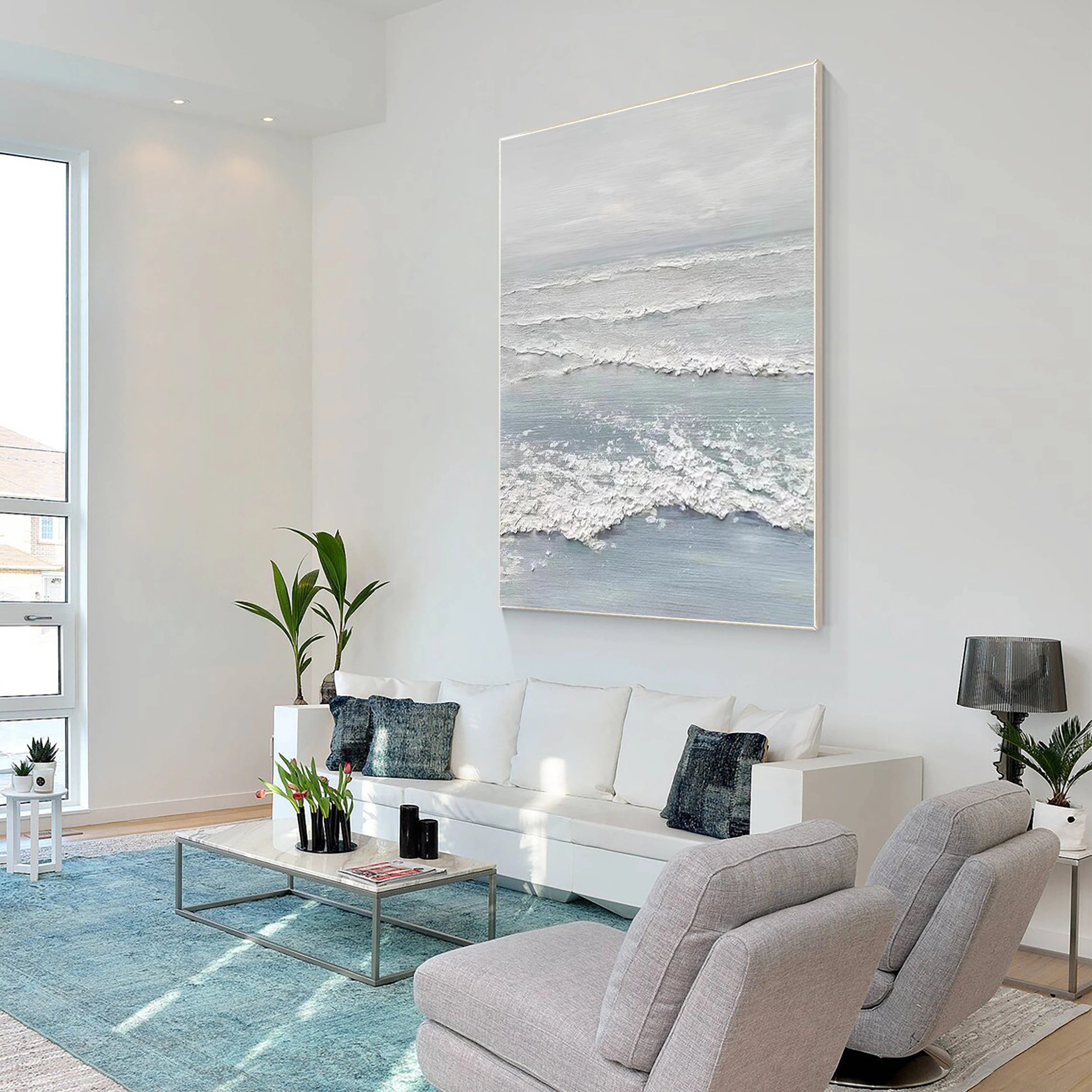 Blue Textured Minimalist Wall Art #BL004