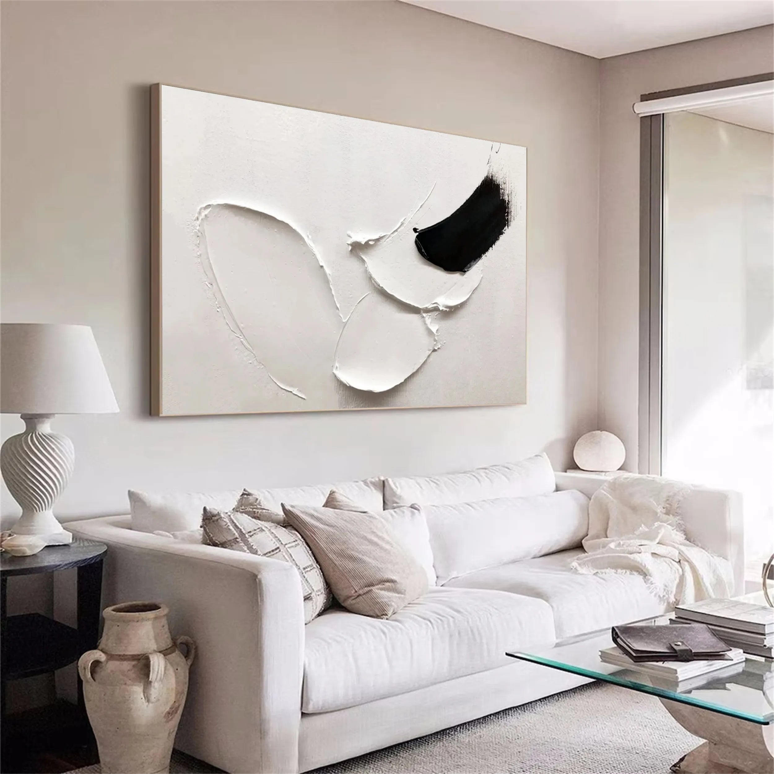 White Textured Minimalist Wall Art #WT112