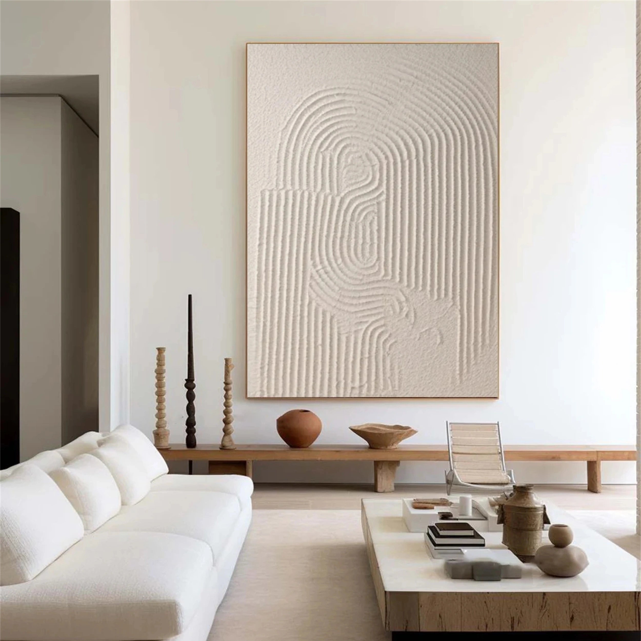 Beige & Brown Textured Minimalist Wall Art #BM026