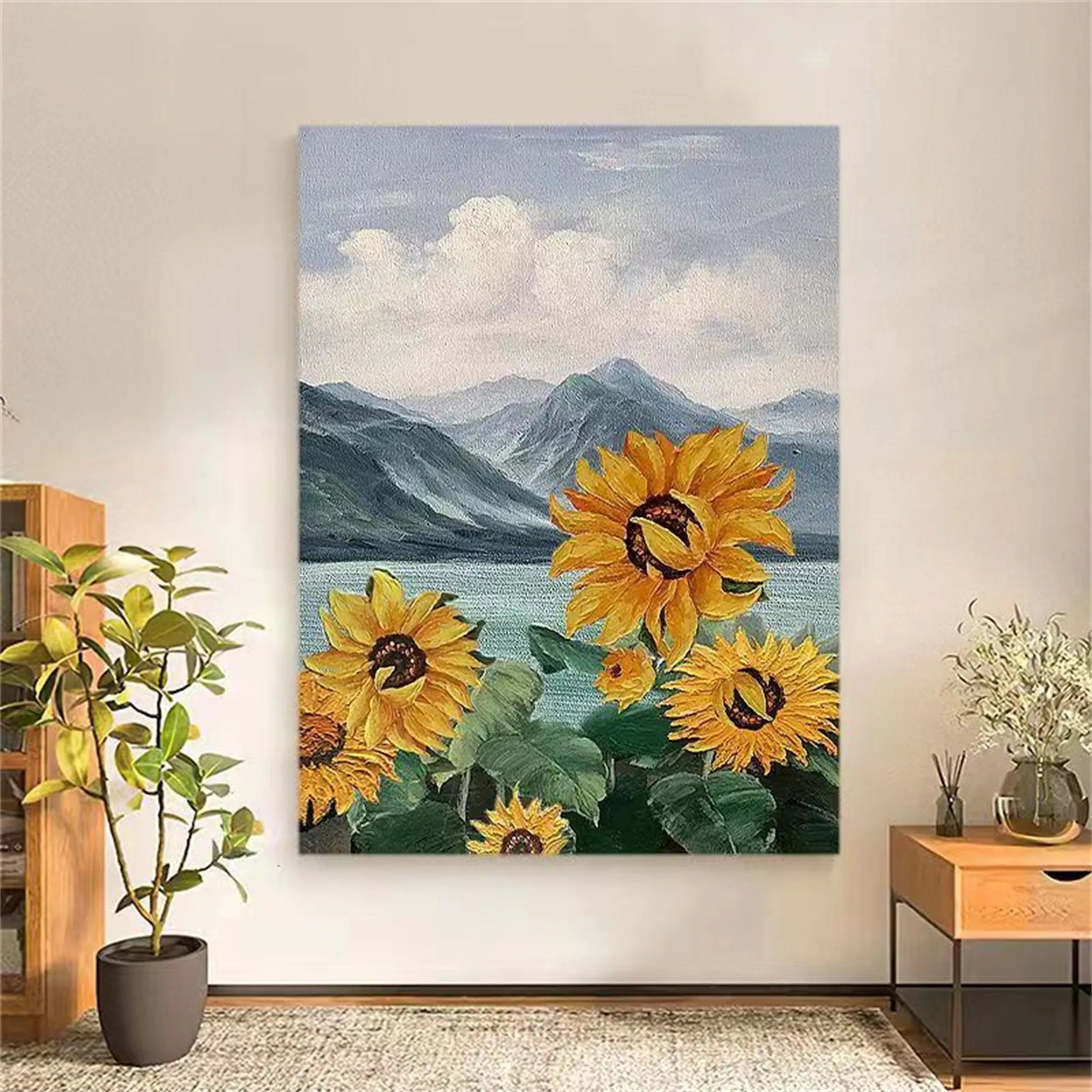 Colorful Tree And Flower Painting #TF068