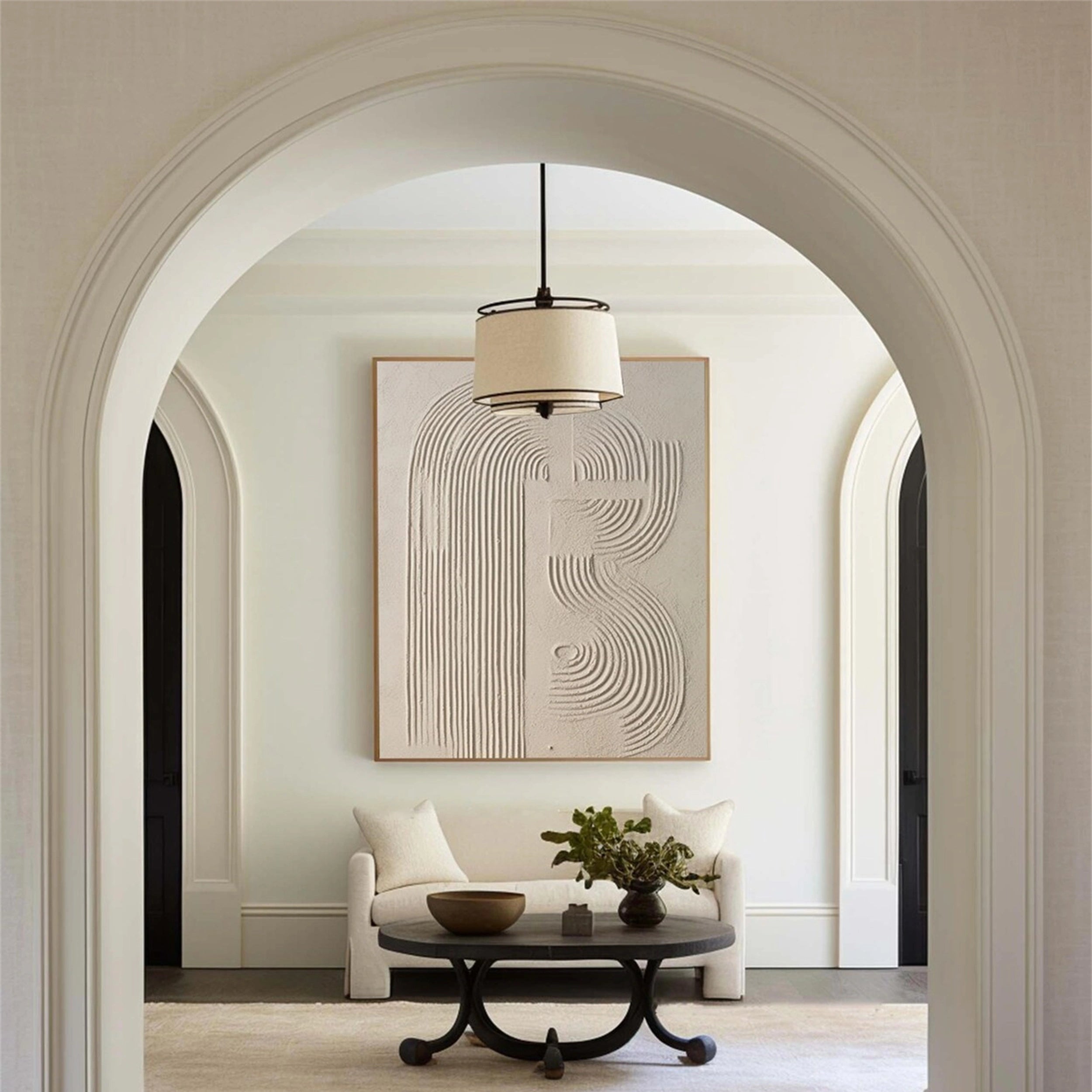 Beige & Brown Textured Minimalist Wall Art #BM025