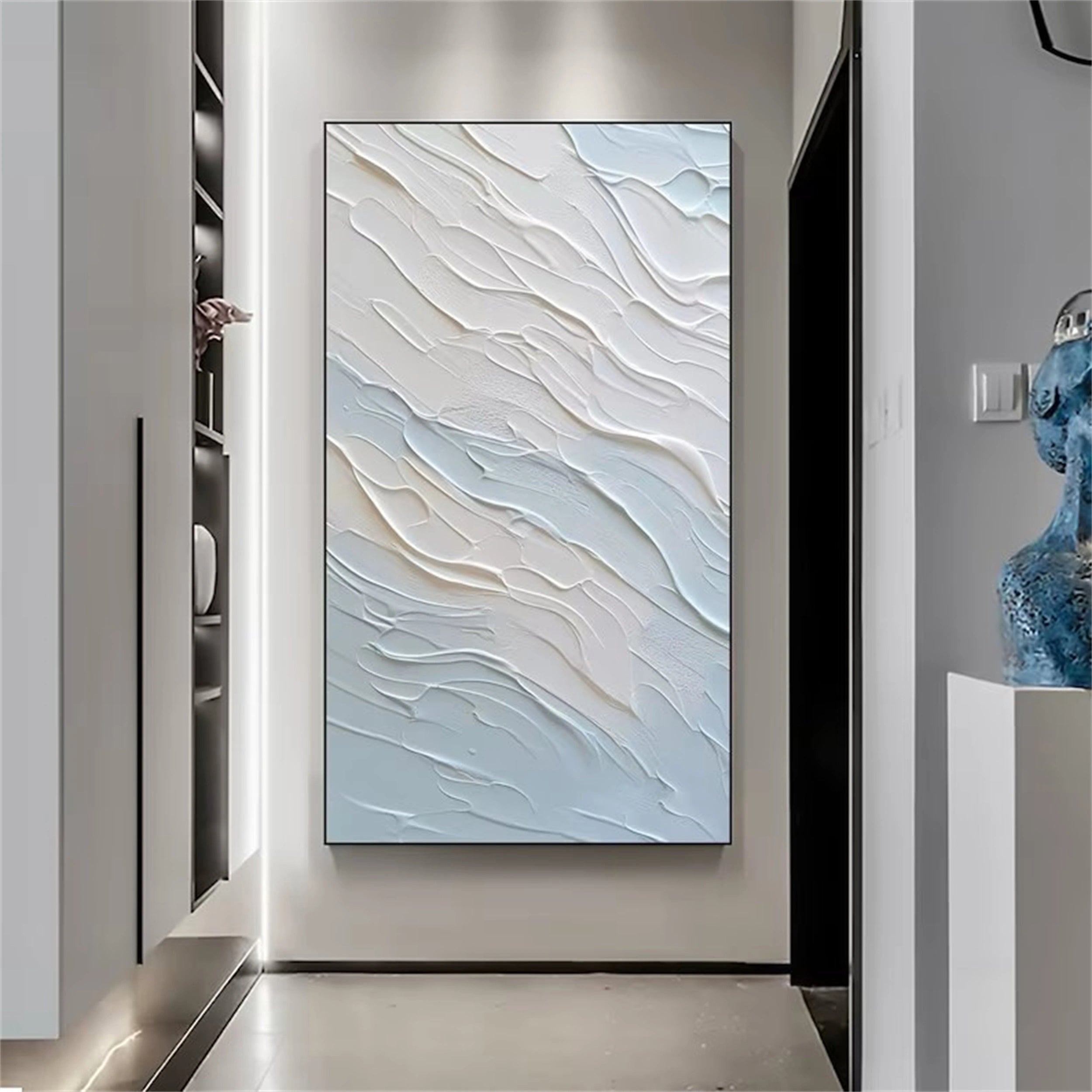 Blue Textured Minimalist Wall Art #BL012