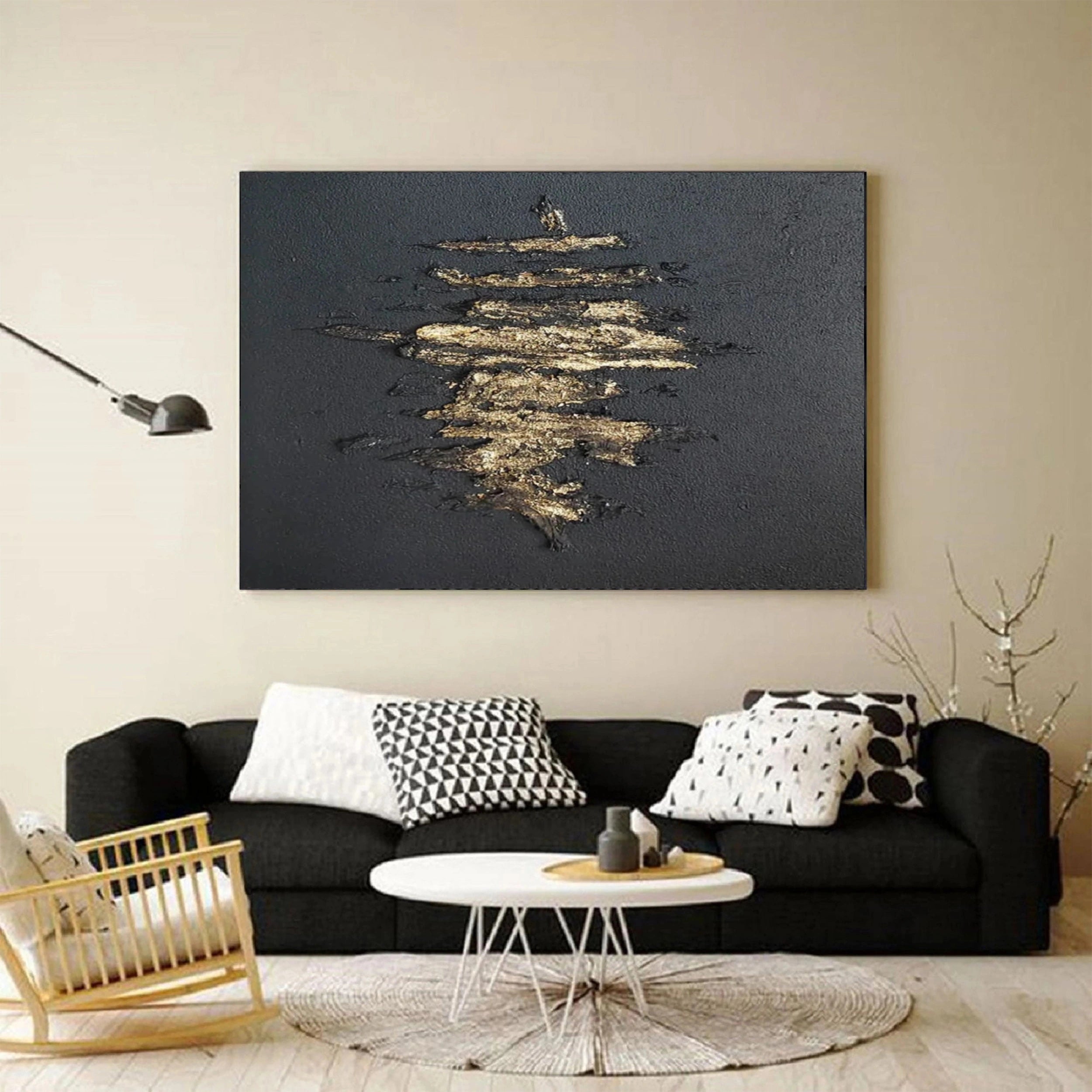 Black Textured Minimalist Wall Art #BT031