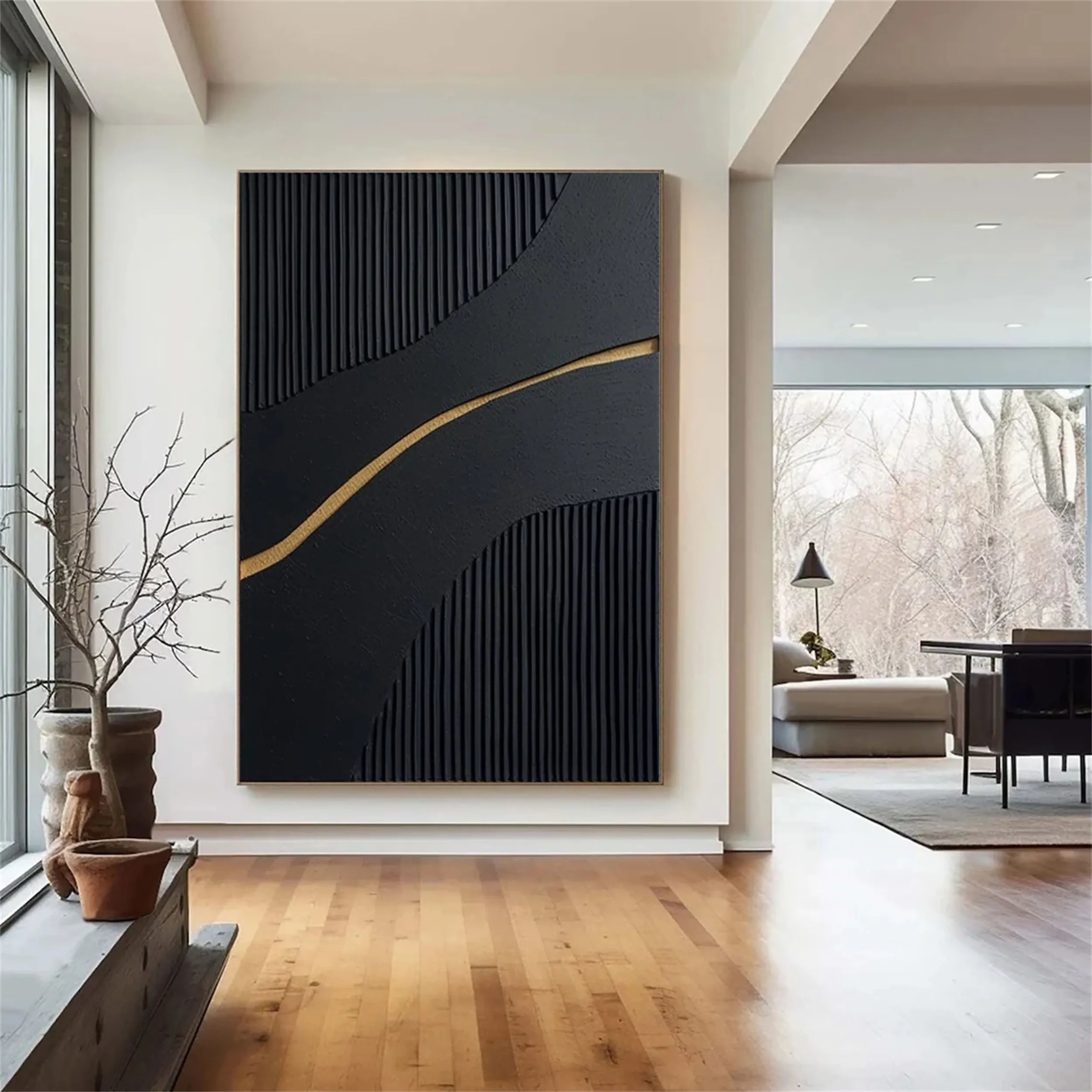 Black Textured Minimalist Wall Art #BT058