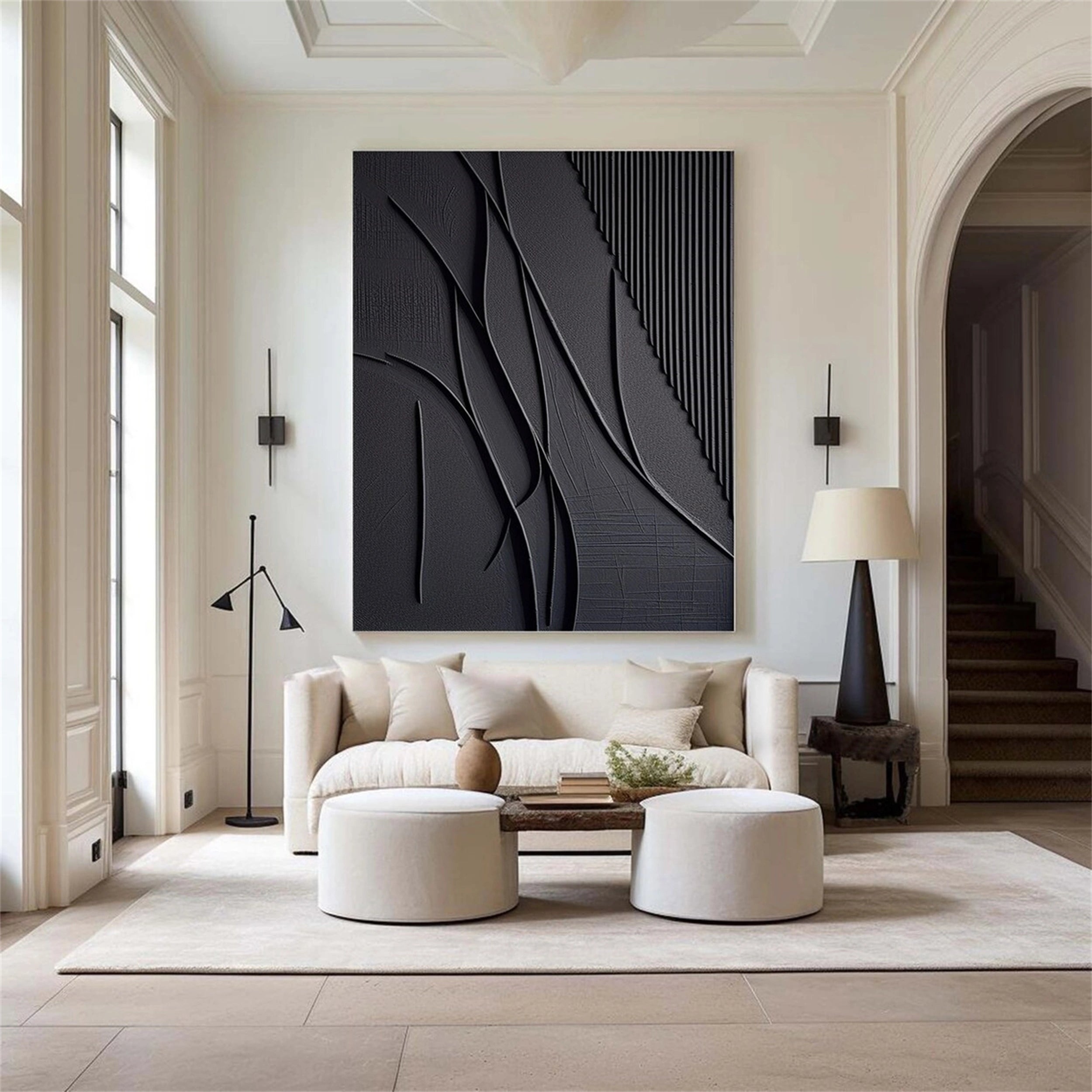 Black Textured Minimalist Wall Art #BT035