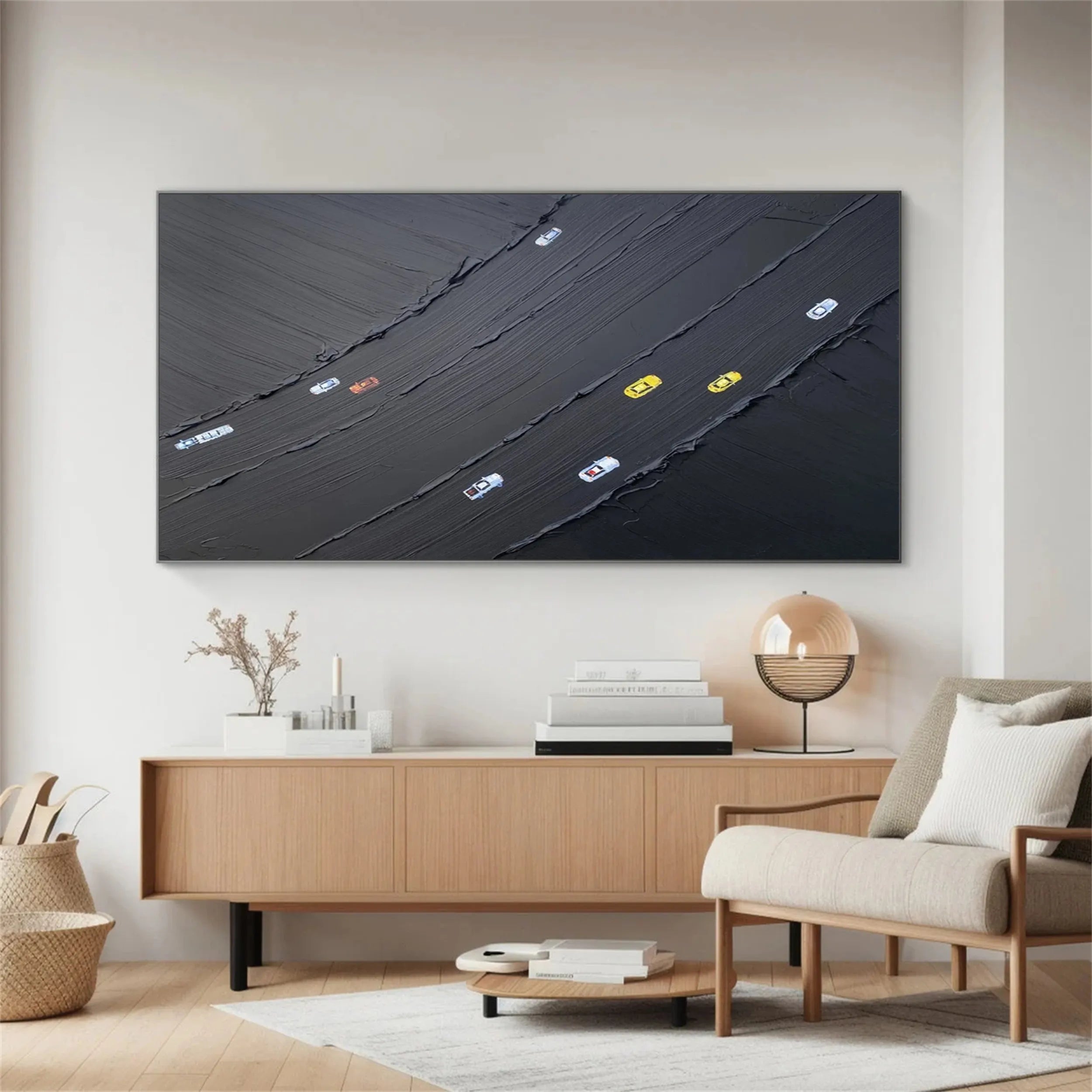 Black Textured Minimalist Wall Art #BT065