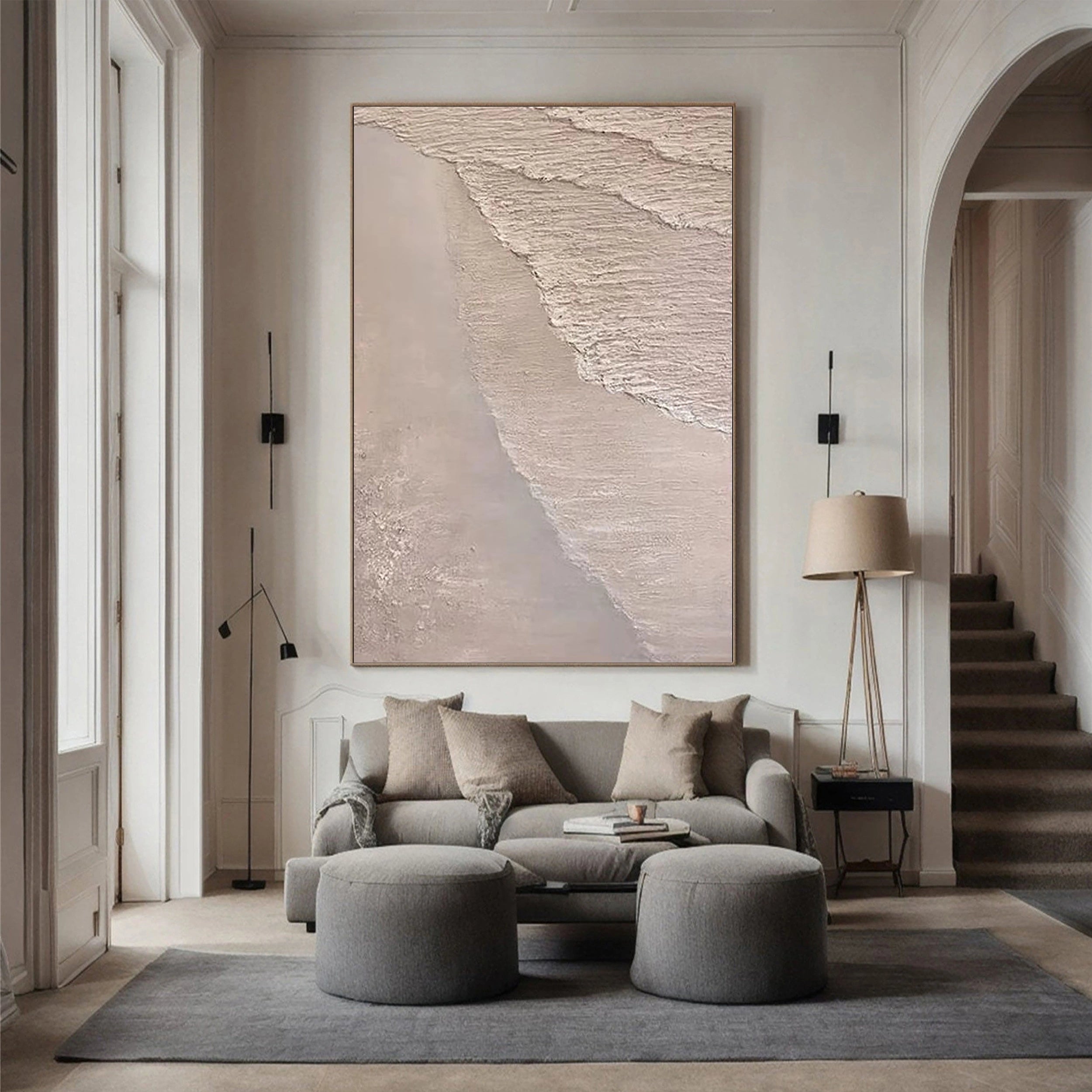 Beige & Brown Textured Minimalist Wall Art #BM018