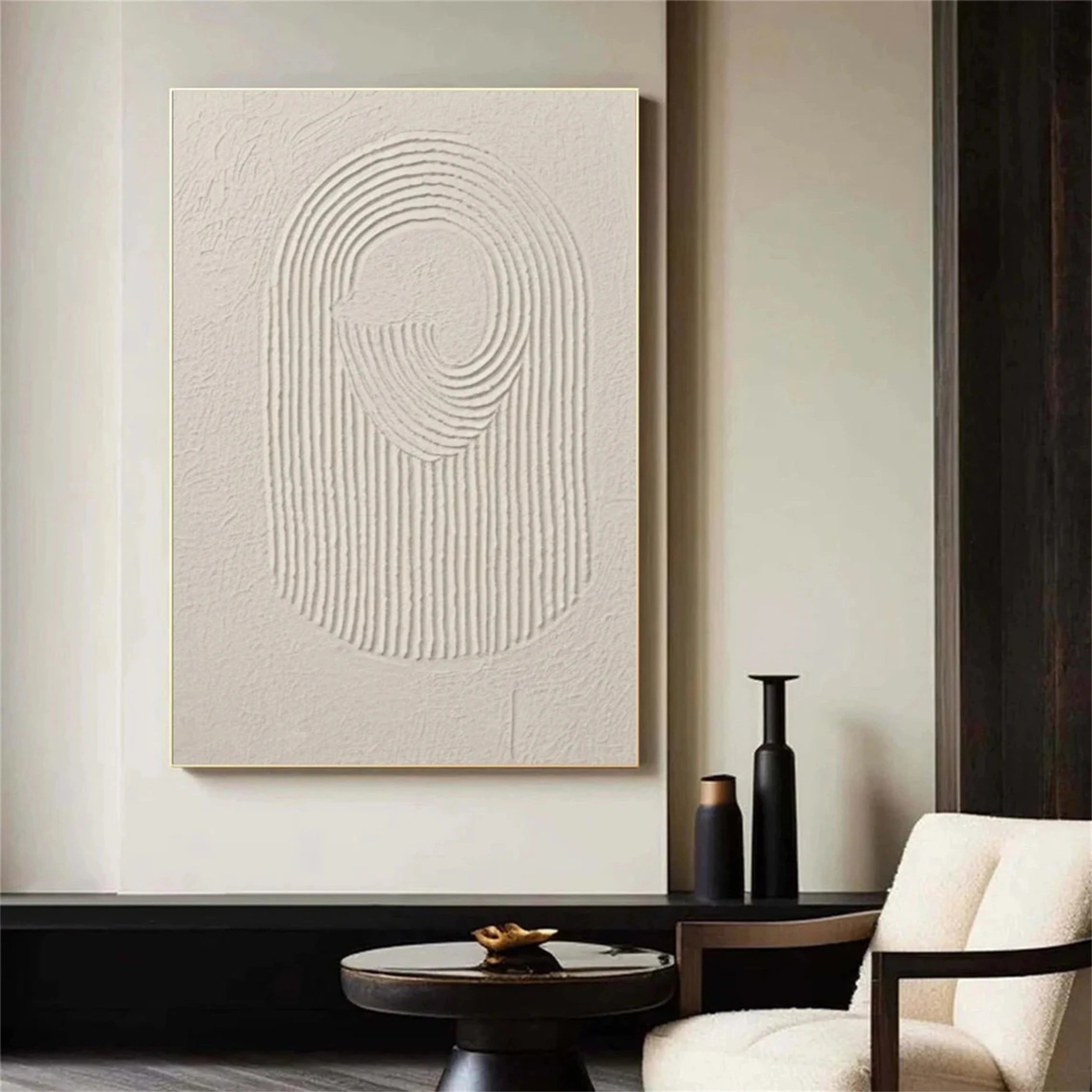 Beige & Brown Textured Minimalist Wall Art #BM027