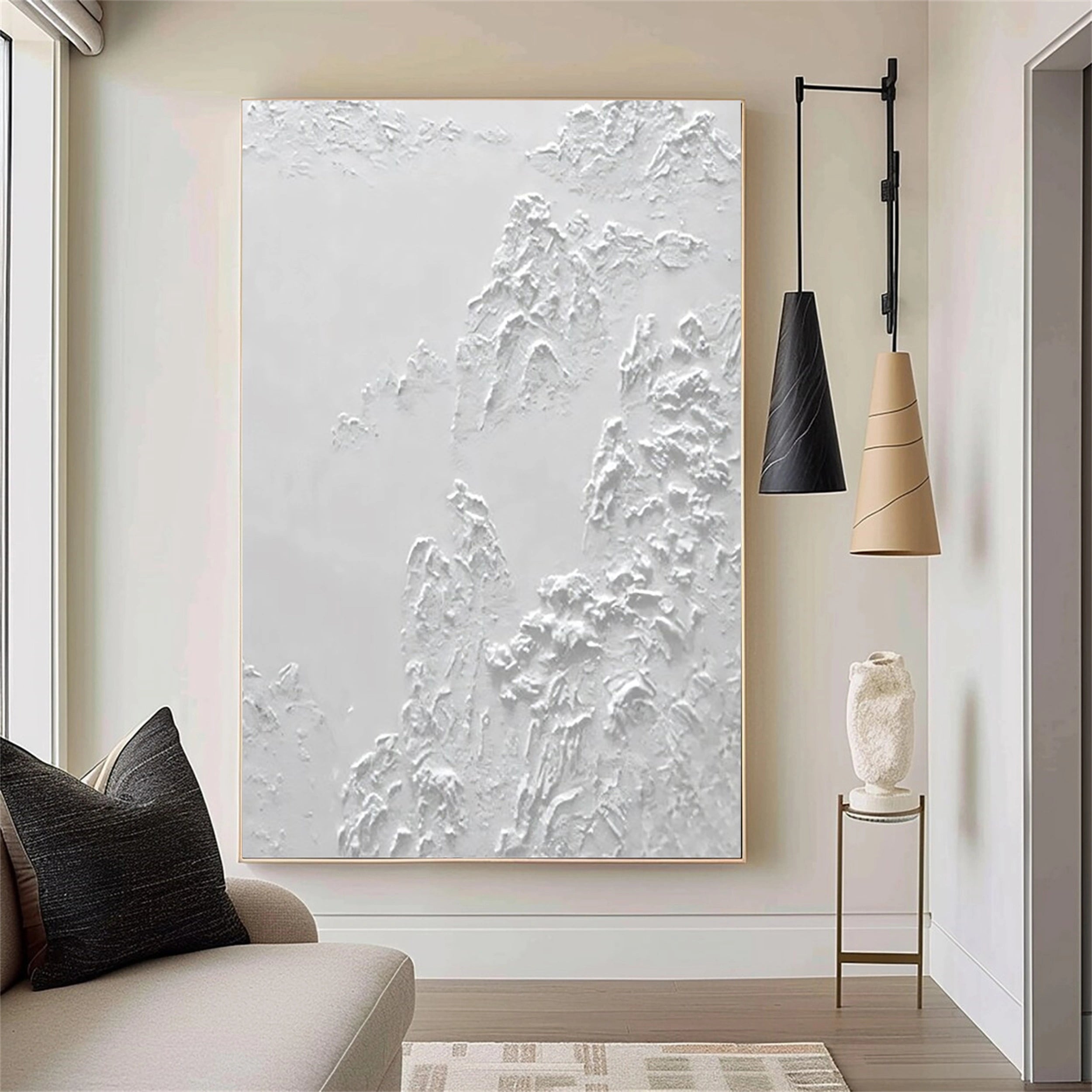 White Textured Minimalist Wall Art #WT065