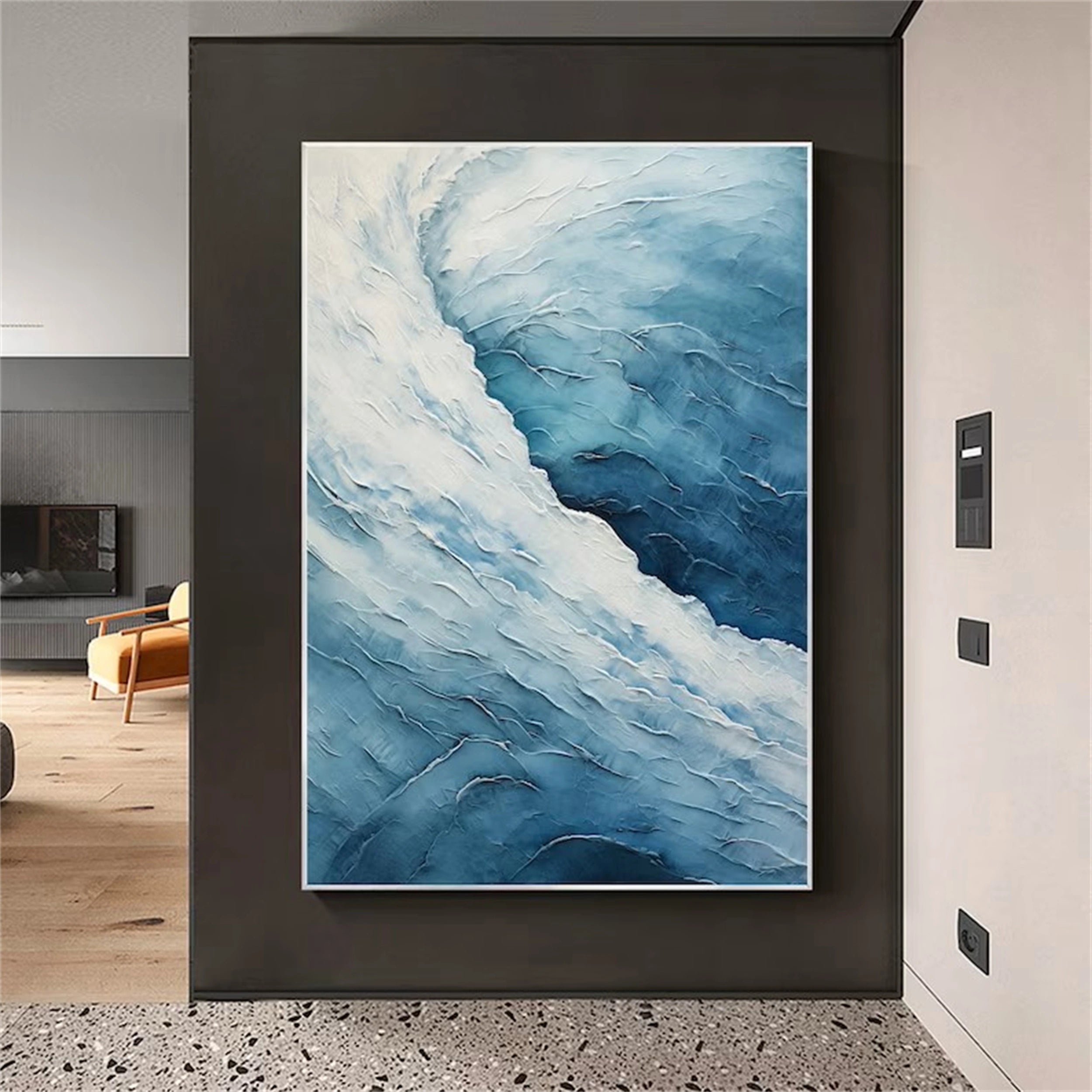 Blue Textured Minimalist Wall Art #BL009