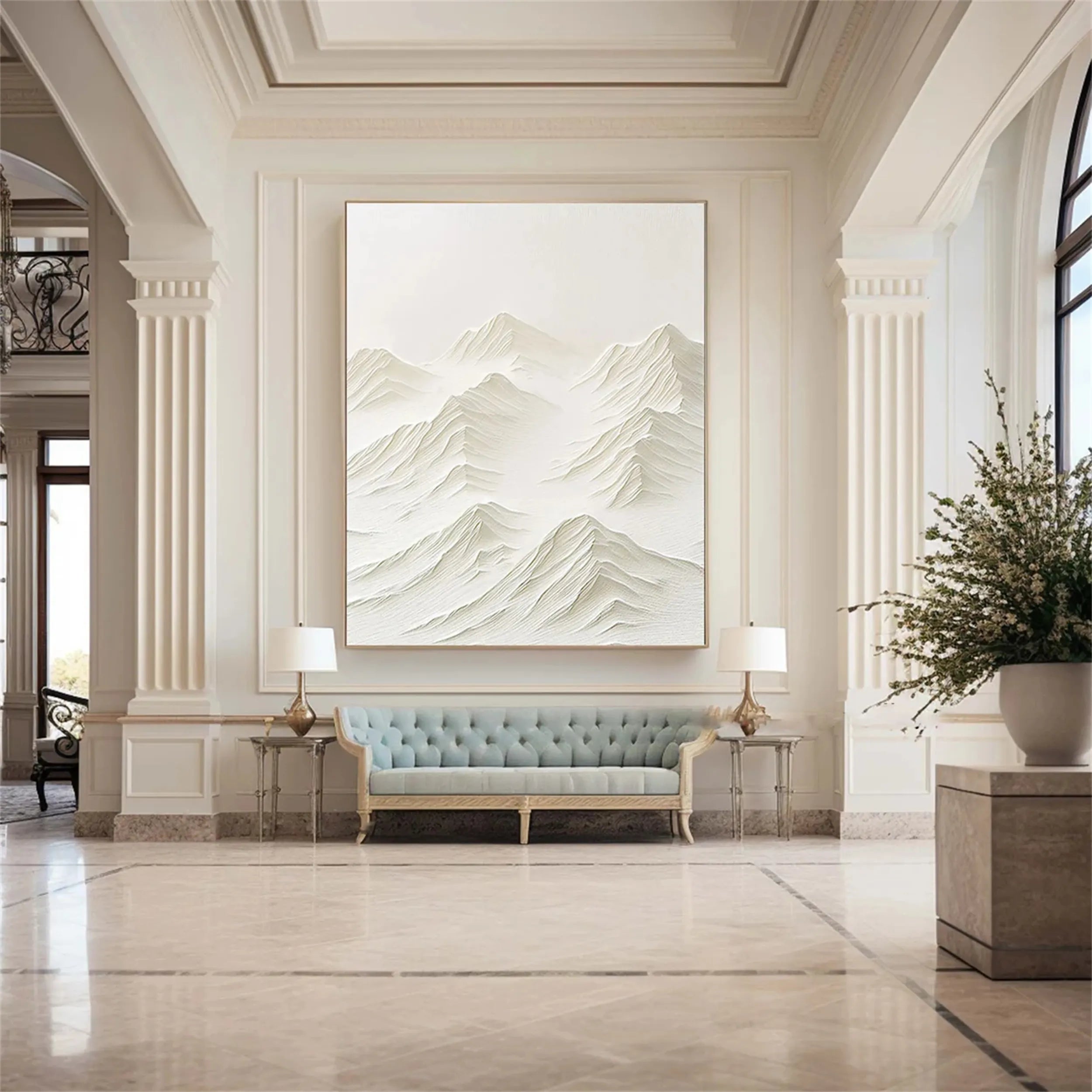 White Textured Minimalist Wall Art #WT091