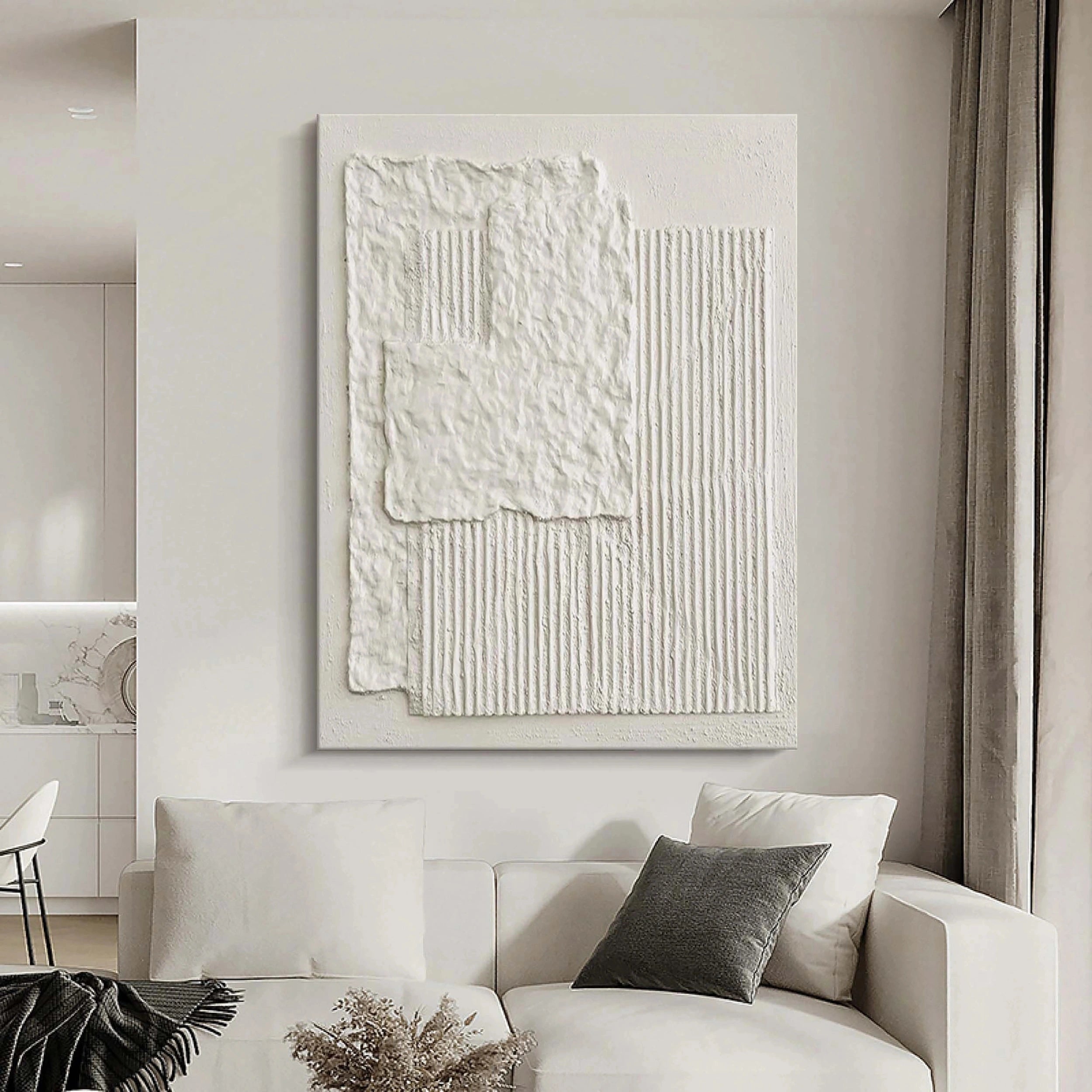 White Textured Minimalist Wall Art #WT035