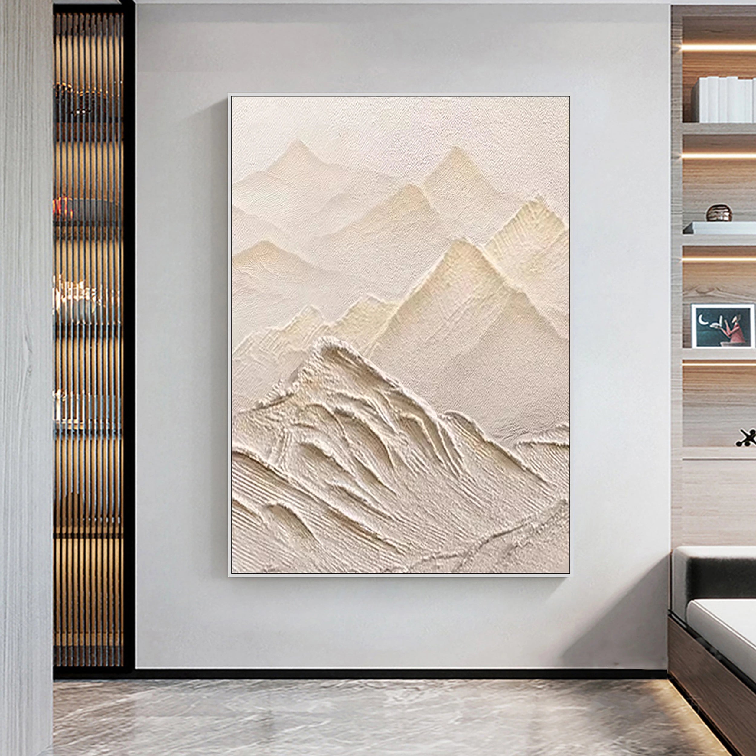 Beige & Brown Textured Minimalist Wall Art #BM003