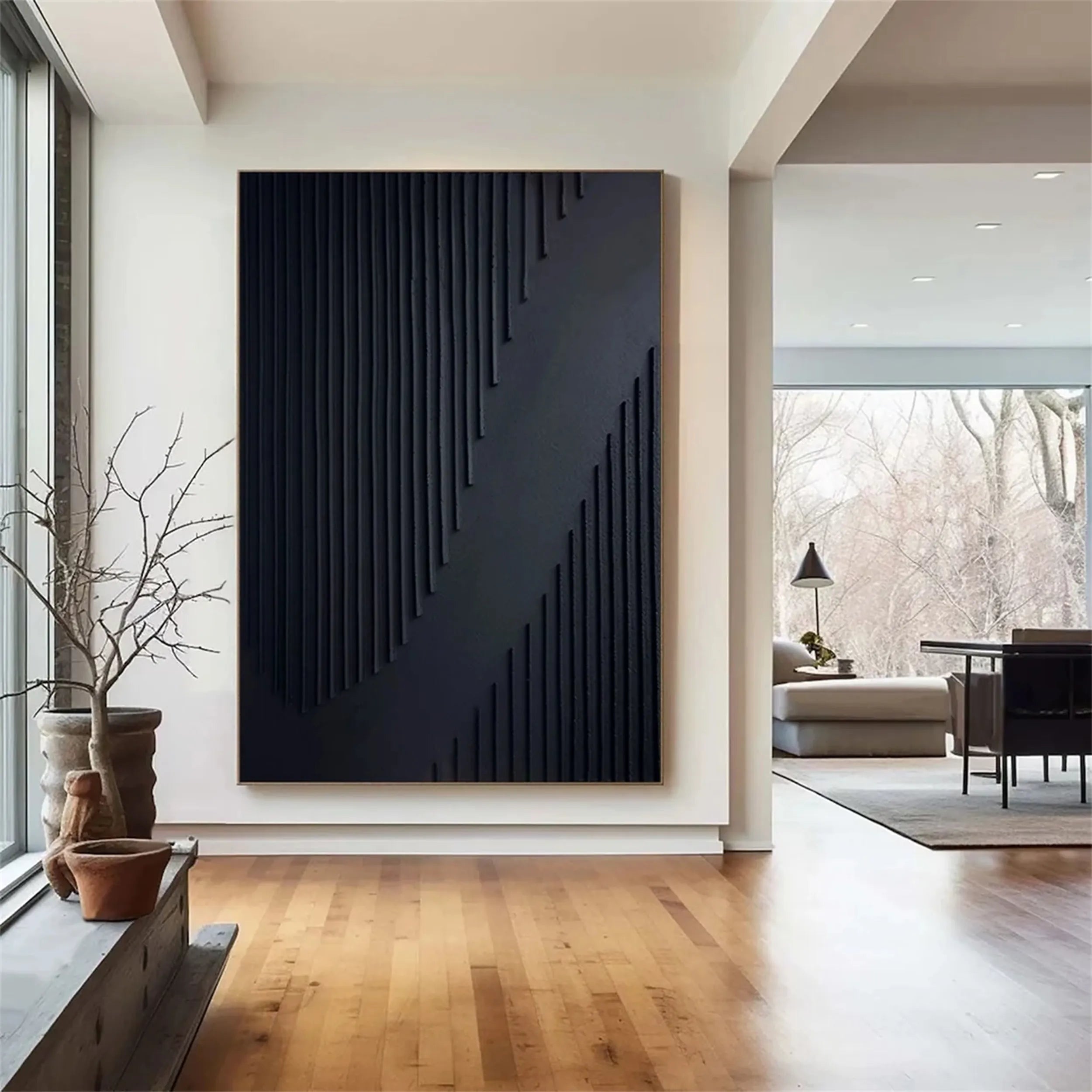 Black Textured Minimalist Wall Art #BT054