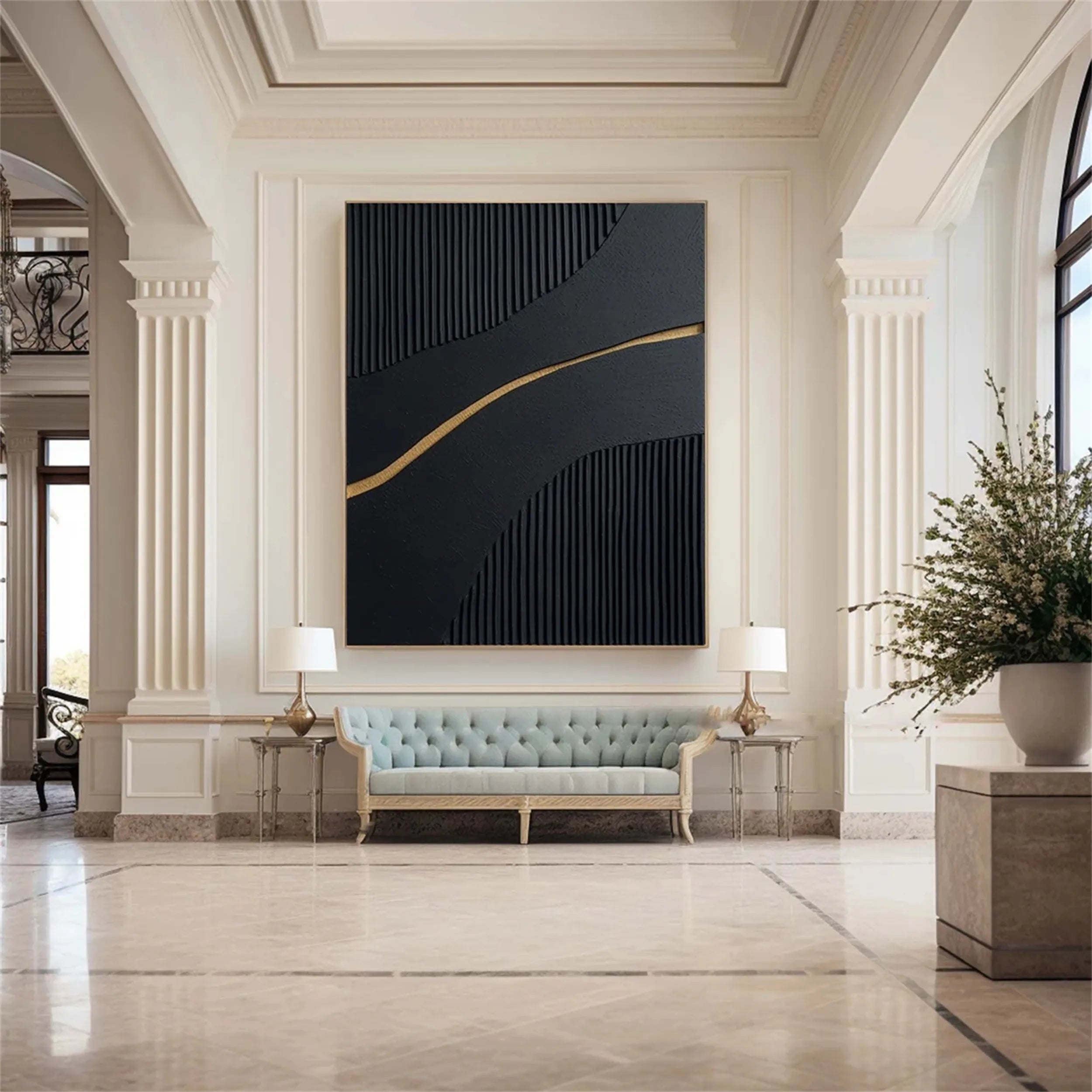 Black Textured Minimalist Wall Art #BT058