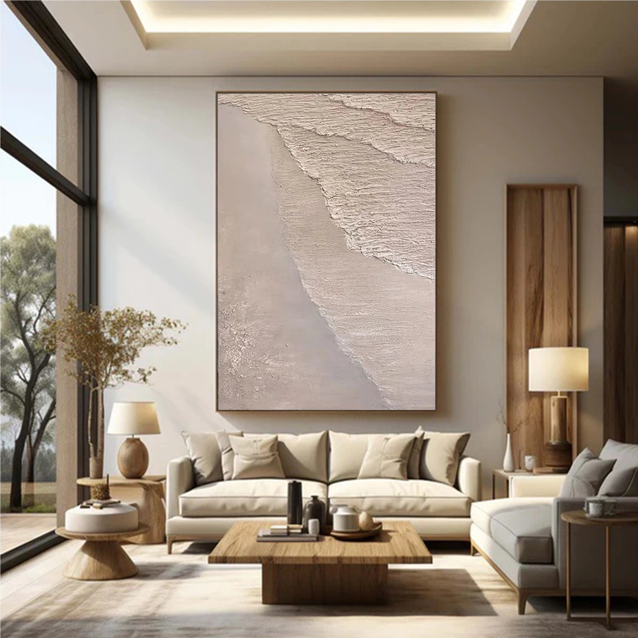 Beige & Brown Textured Minimalist Wall Art #BM018