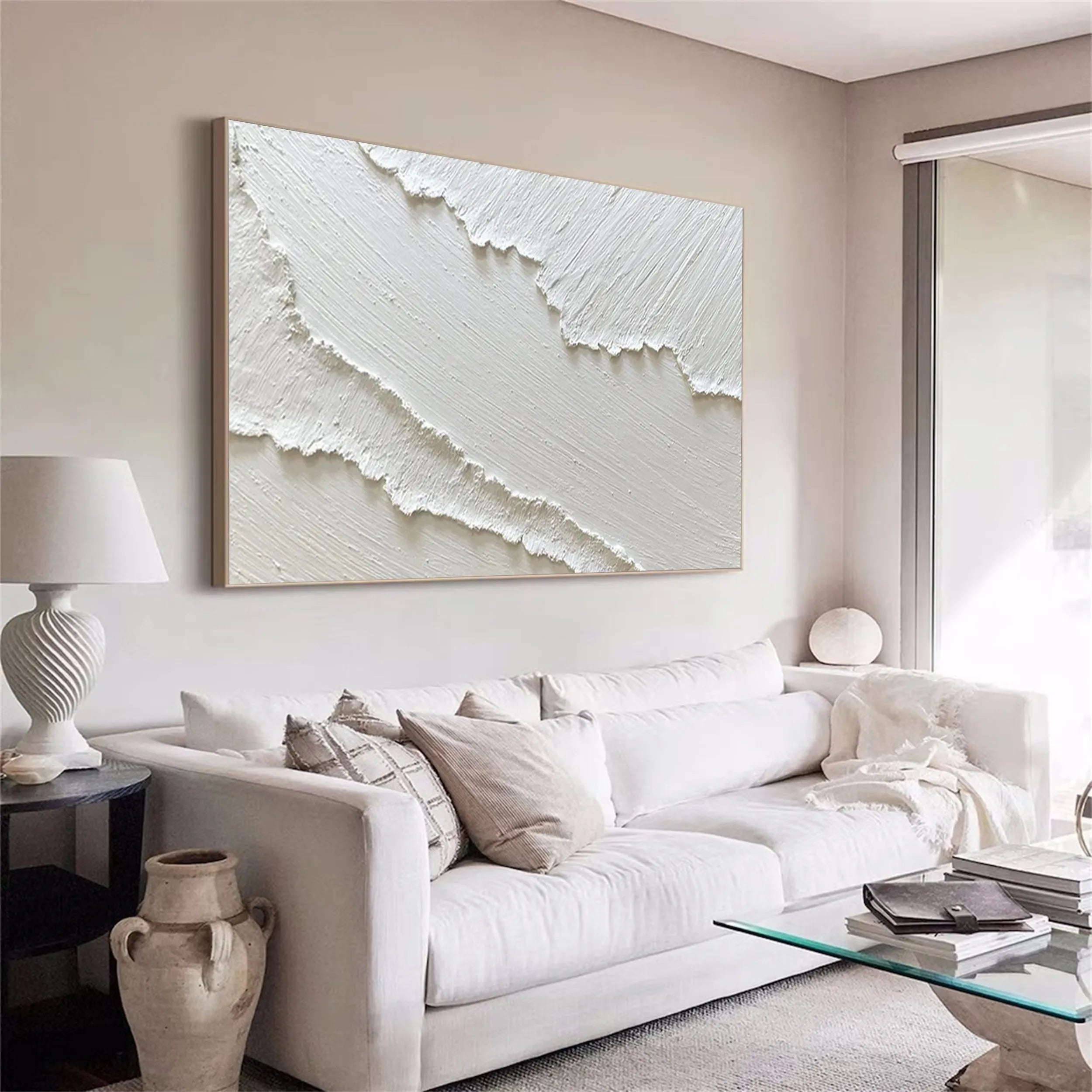 White Textured Minimalist Wall Art #WT095