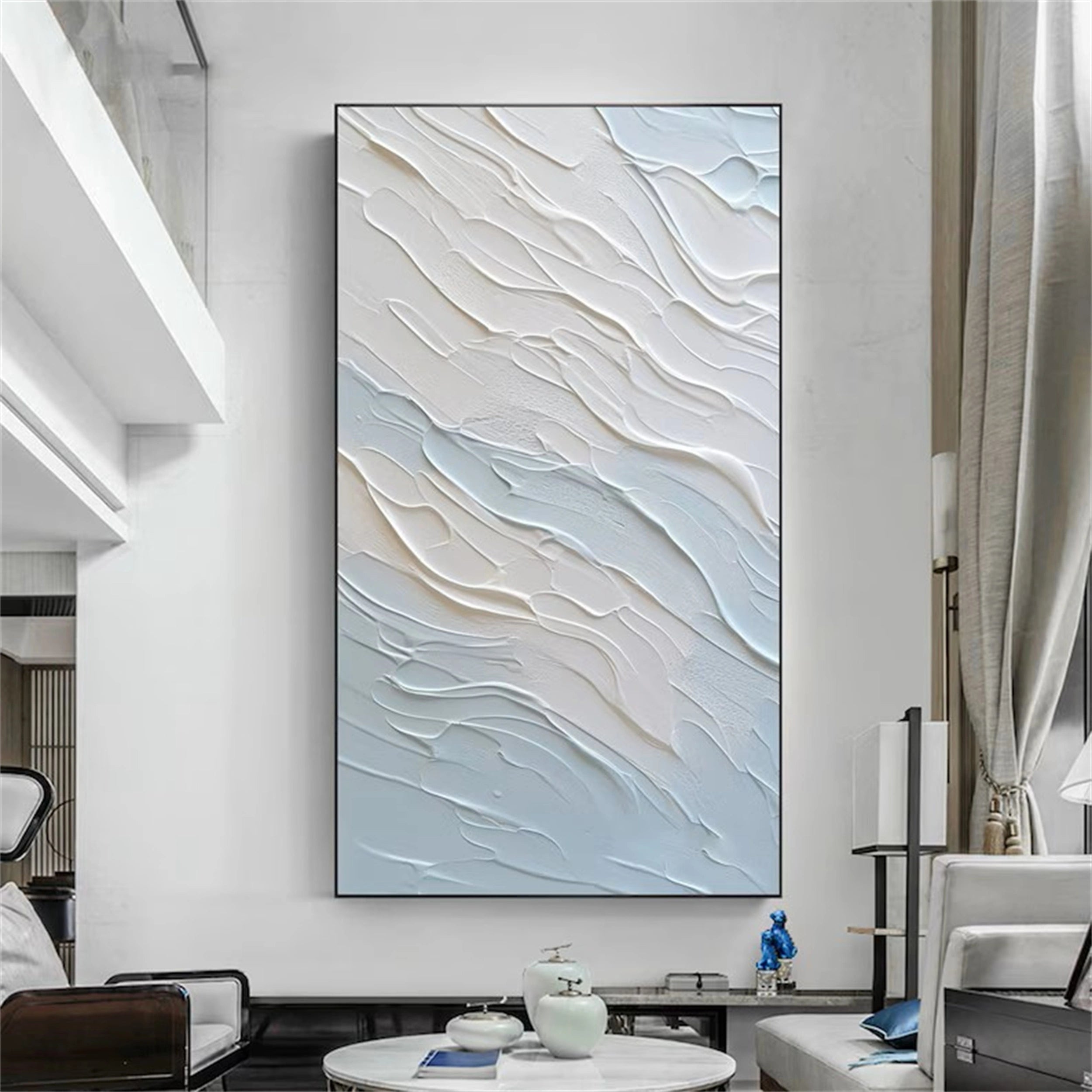 Blue Textured Minimalist Wall Art #BL012