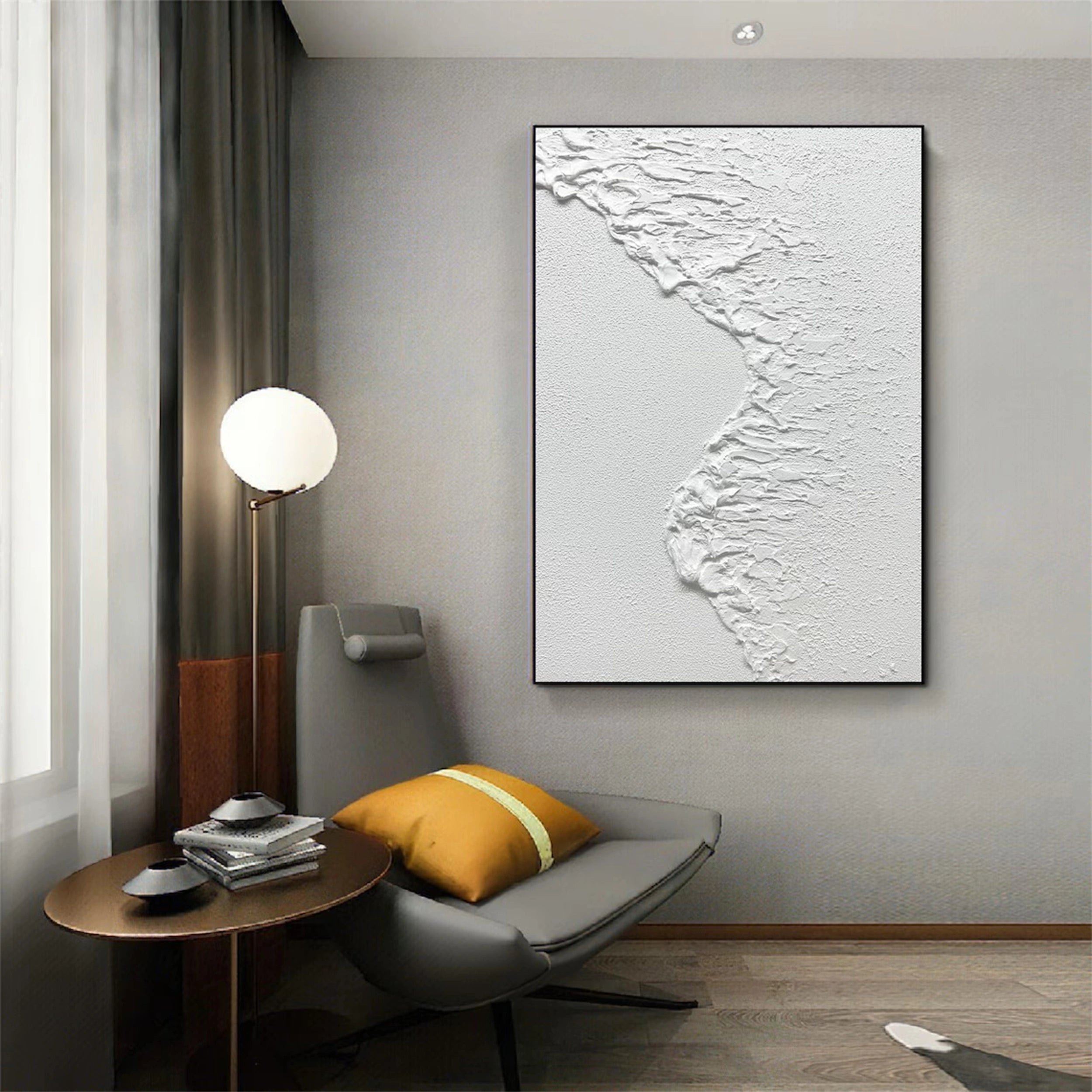 White Textured Minimalist Wall Art #WT094