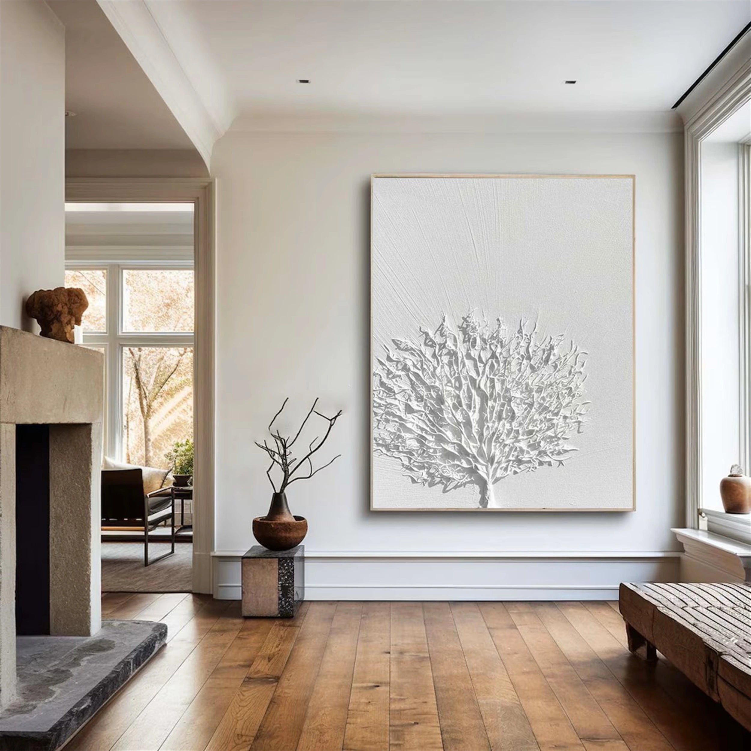 White Textured Minimalist Wall Art #WT064