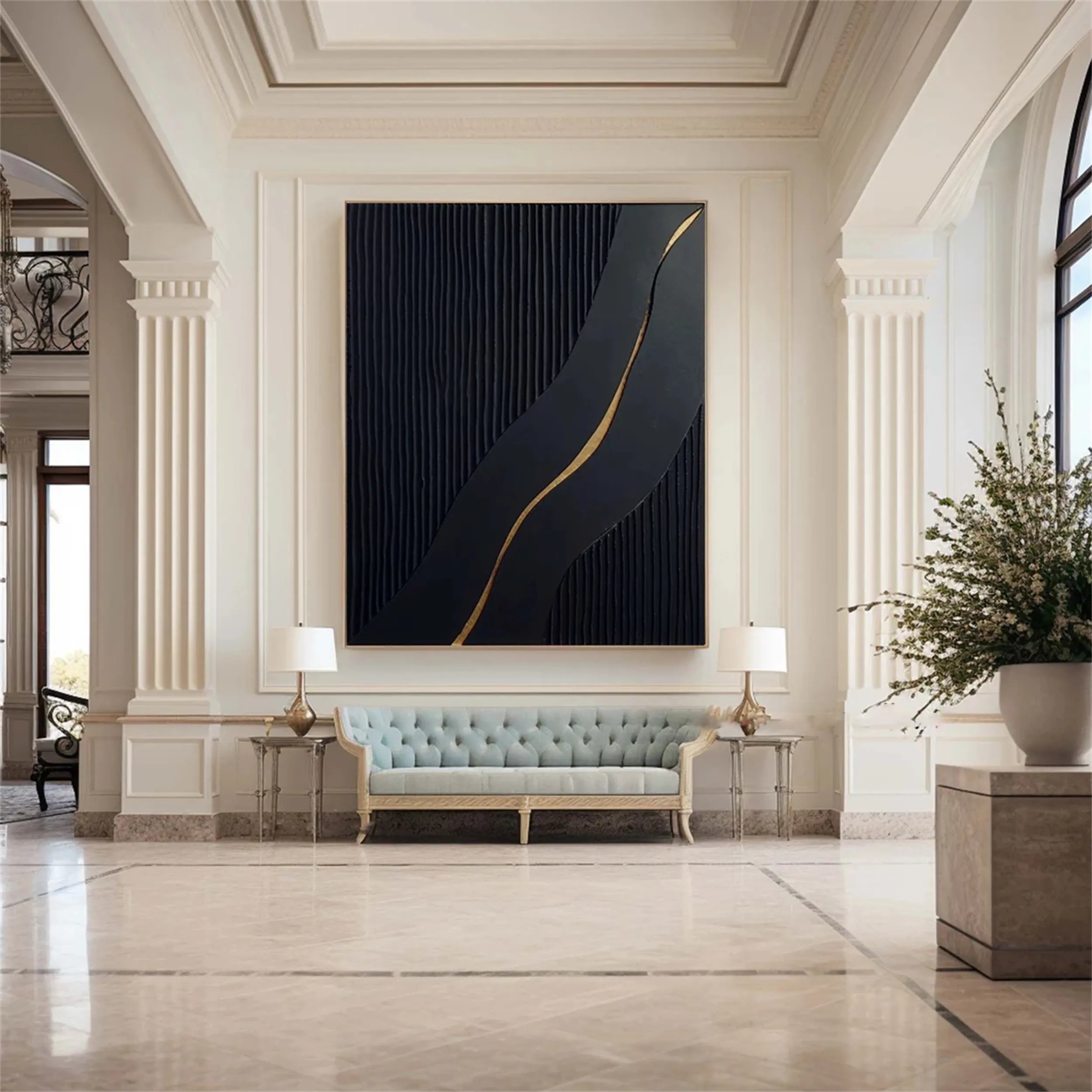 Black Textured Minimalist Wall Art #BT056