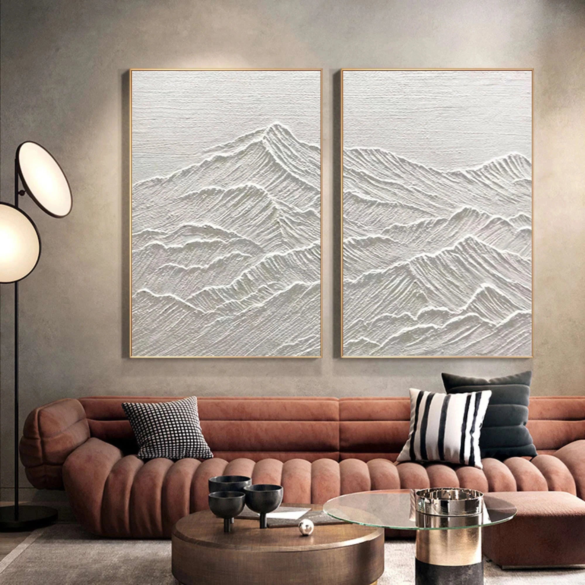White Textured Minimalist Wall Art Set of 2 #WT002