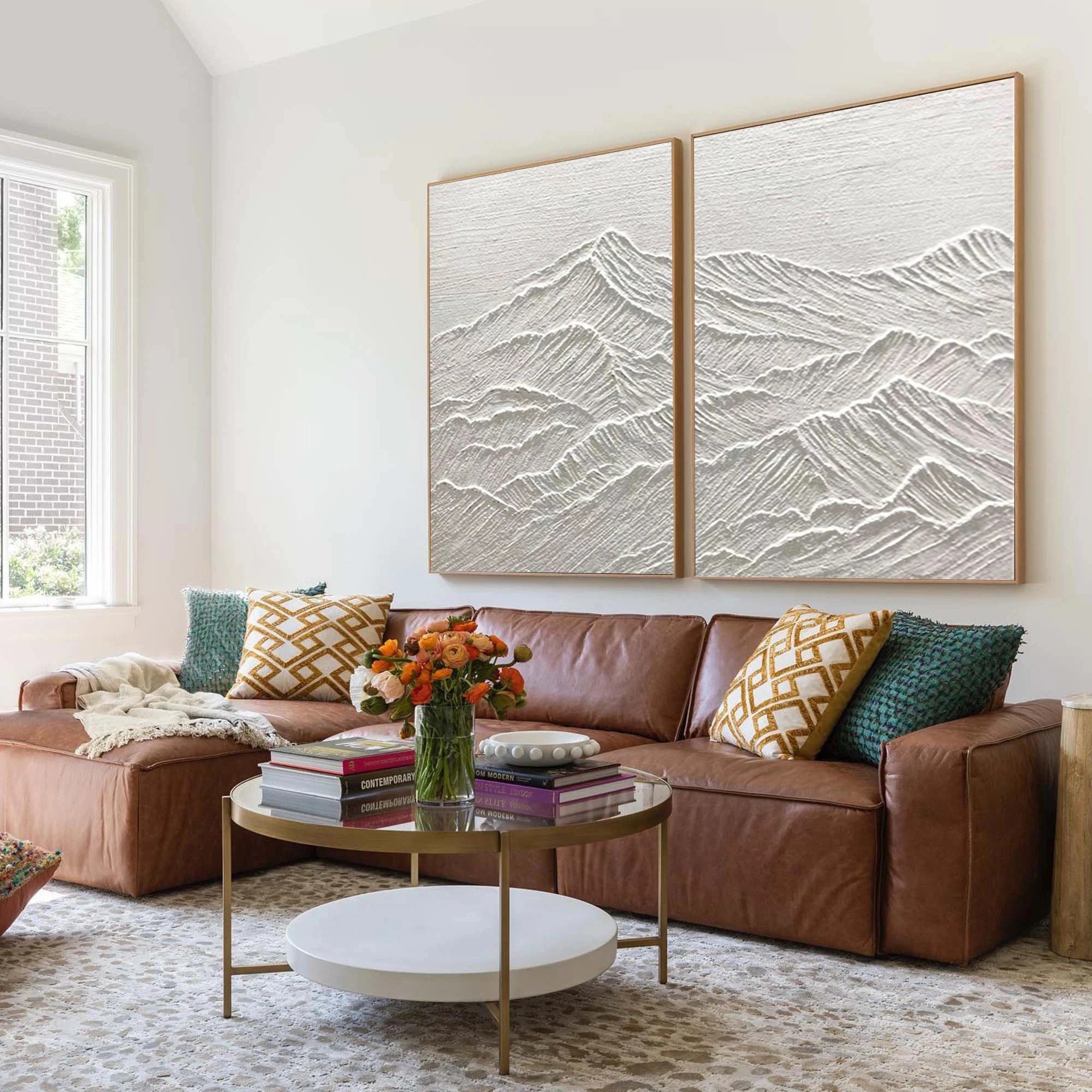 White Textured Minimalist Wall Art Set of 2 #WT002