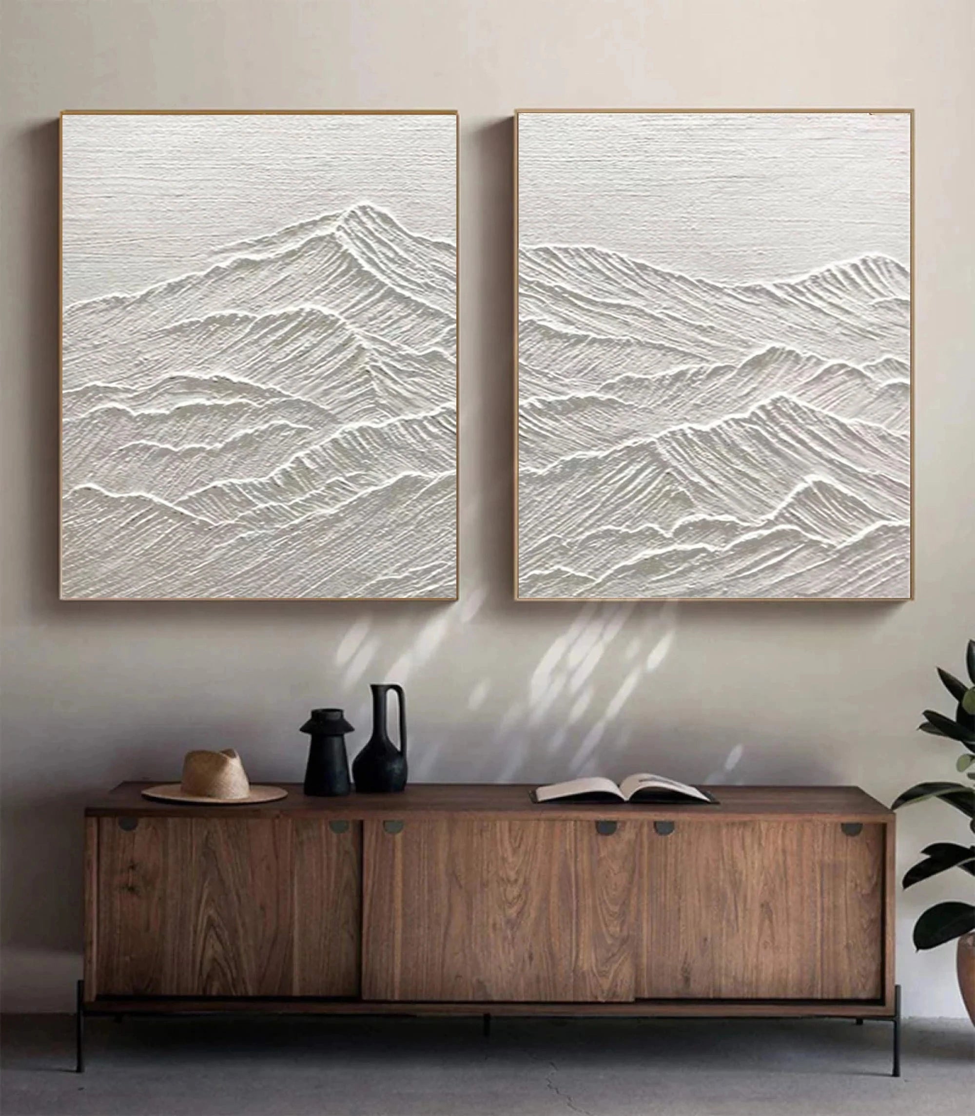 White Textured Minimalist Wall Art Set of 2 #WT002