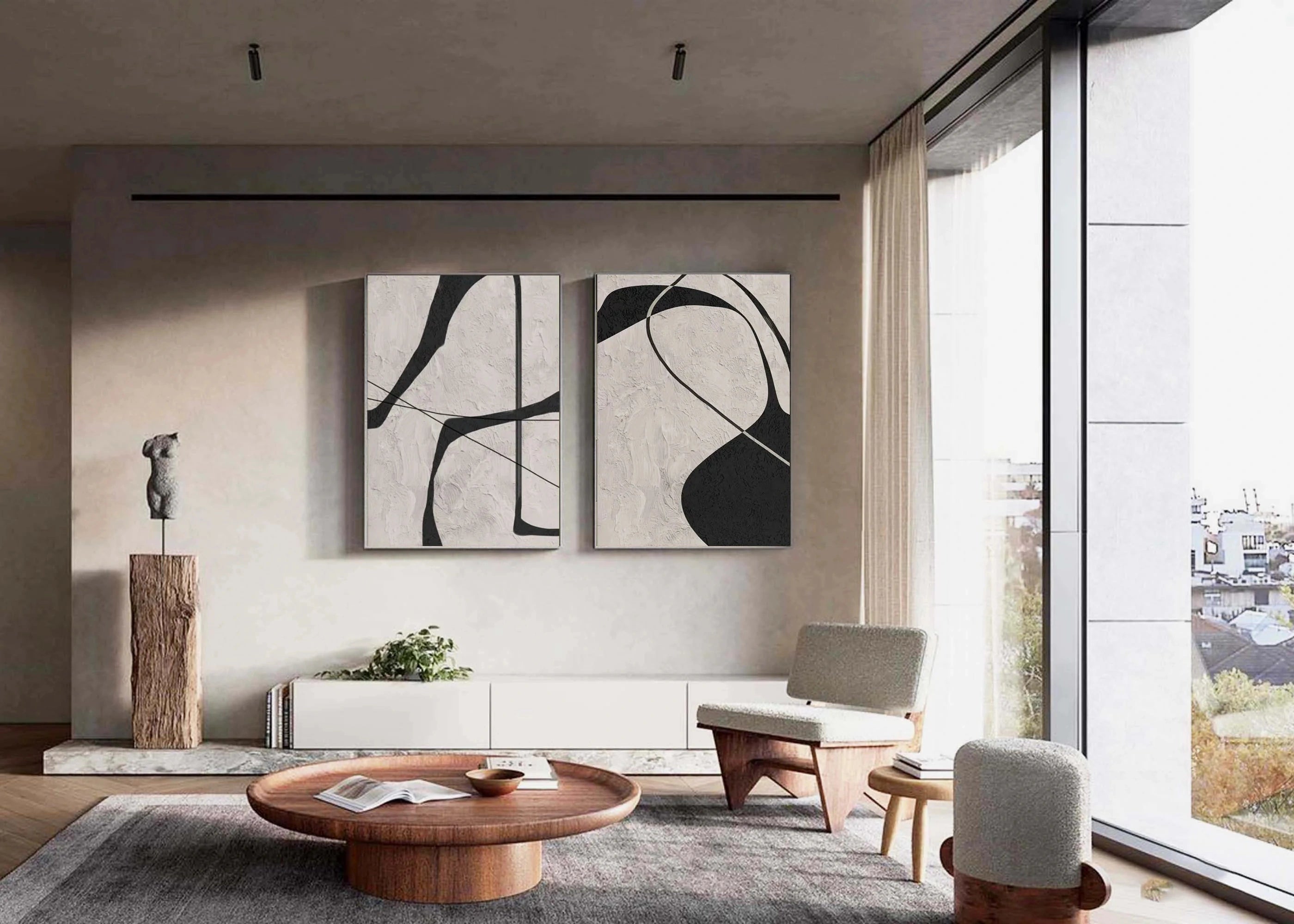Wabi Sabi Abstract Wall Art Set of 2 #WA004