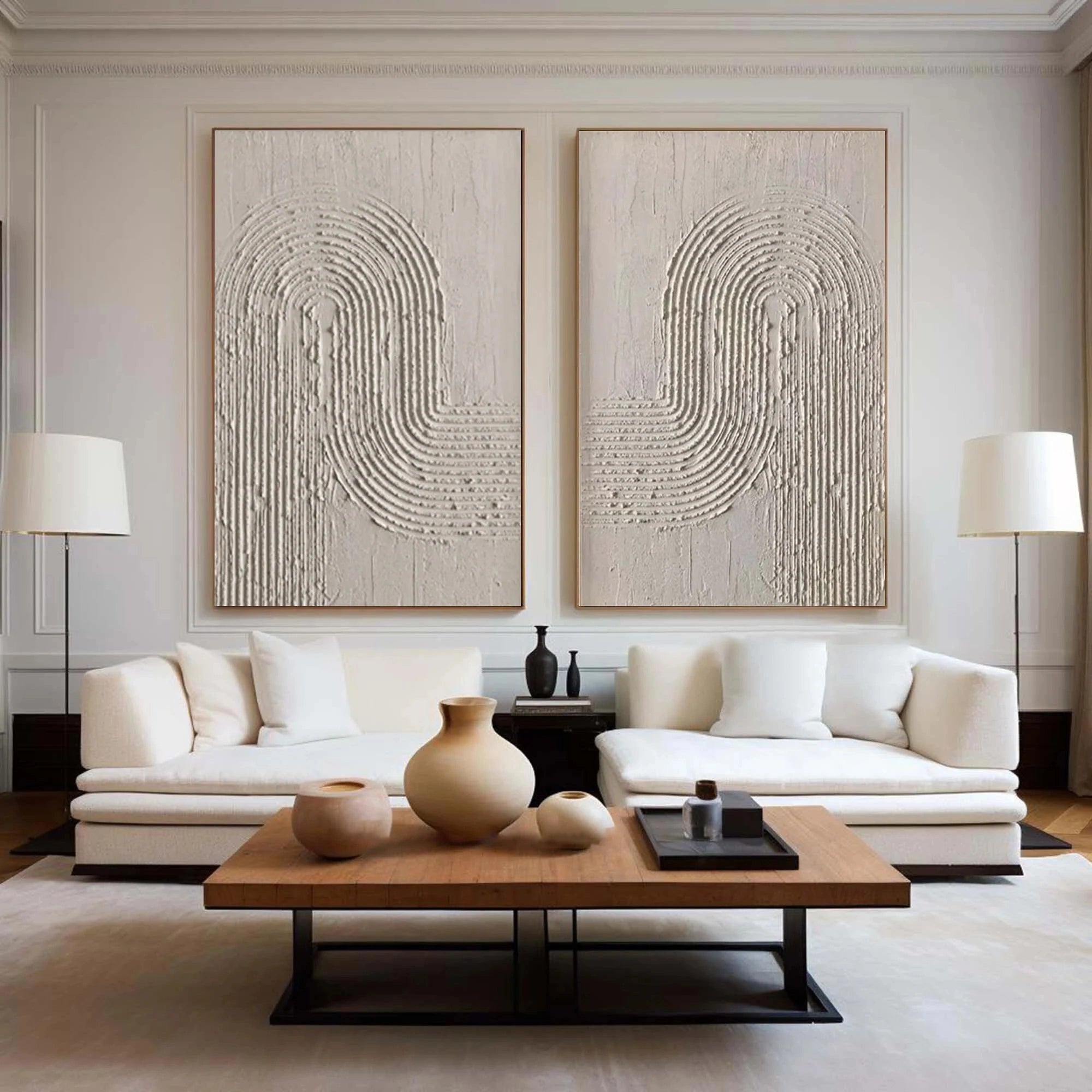 Beige & Brown Textured Minimalist Wall Art Set of 2 #BM001