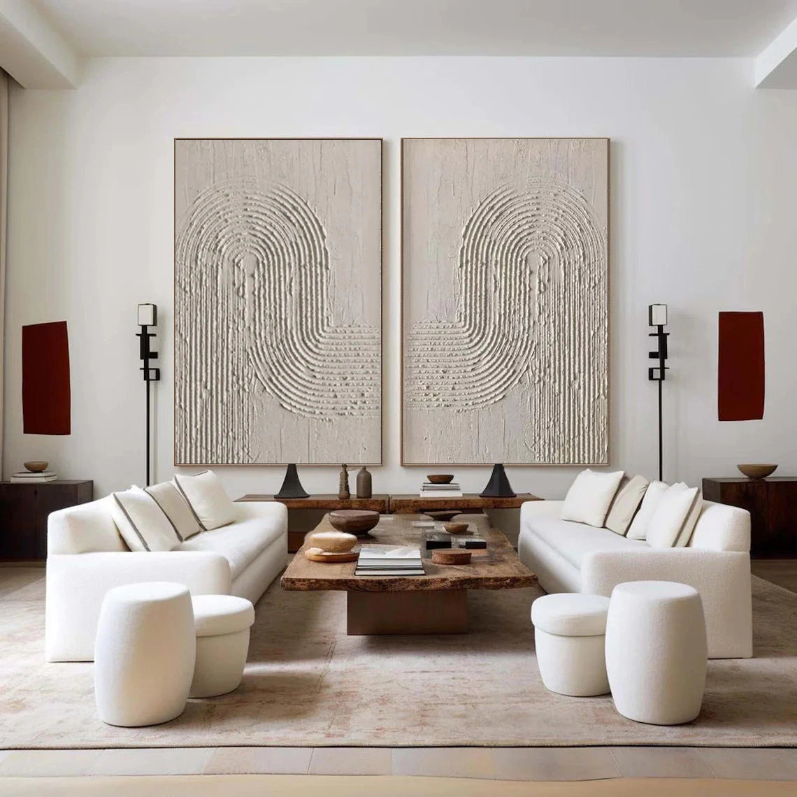 Beige & Brown Textured Minimalist Wall Art Set of 2 #BM001