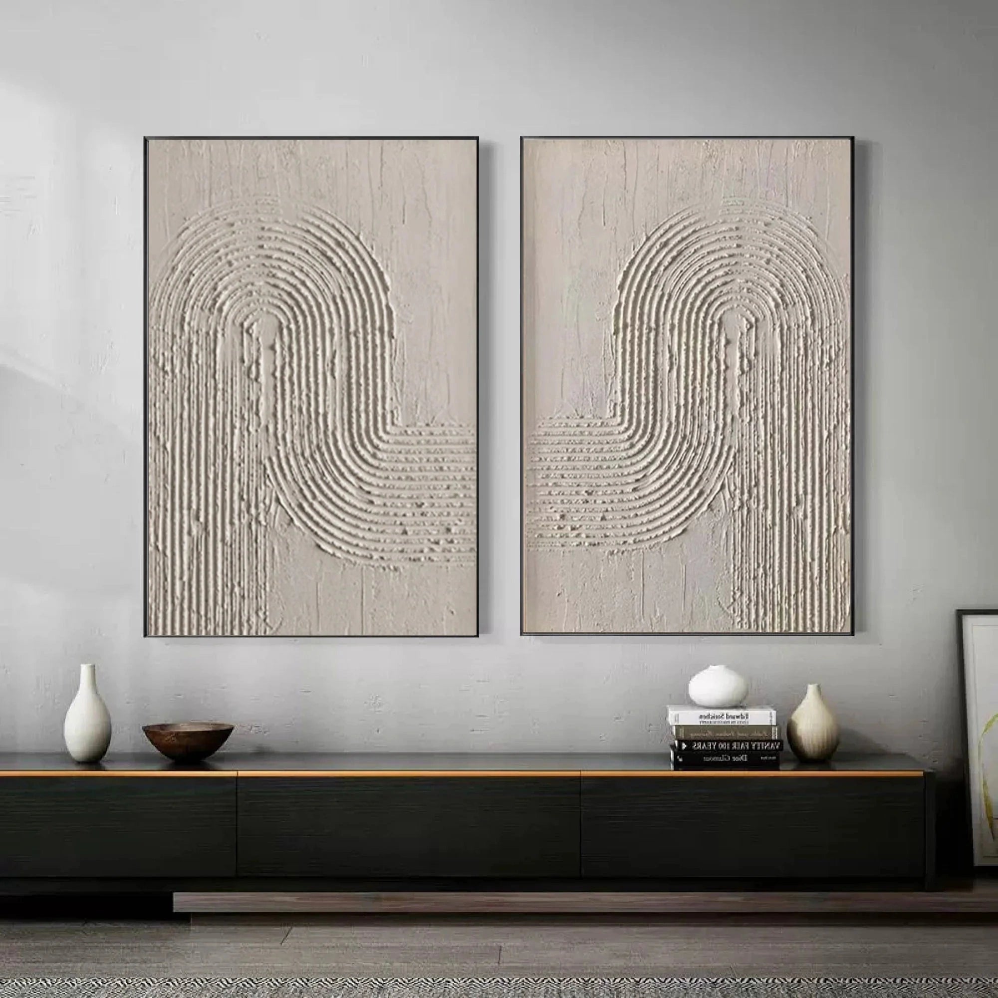 Beige & Brown Textured Minimalist Wall Art Set of 2 #BM001