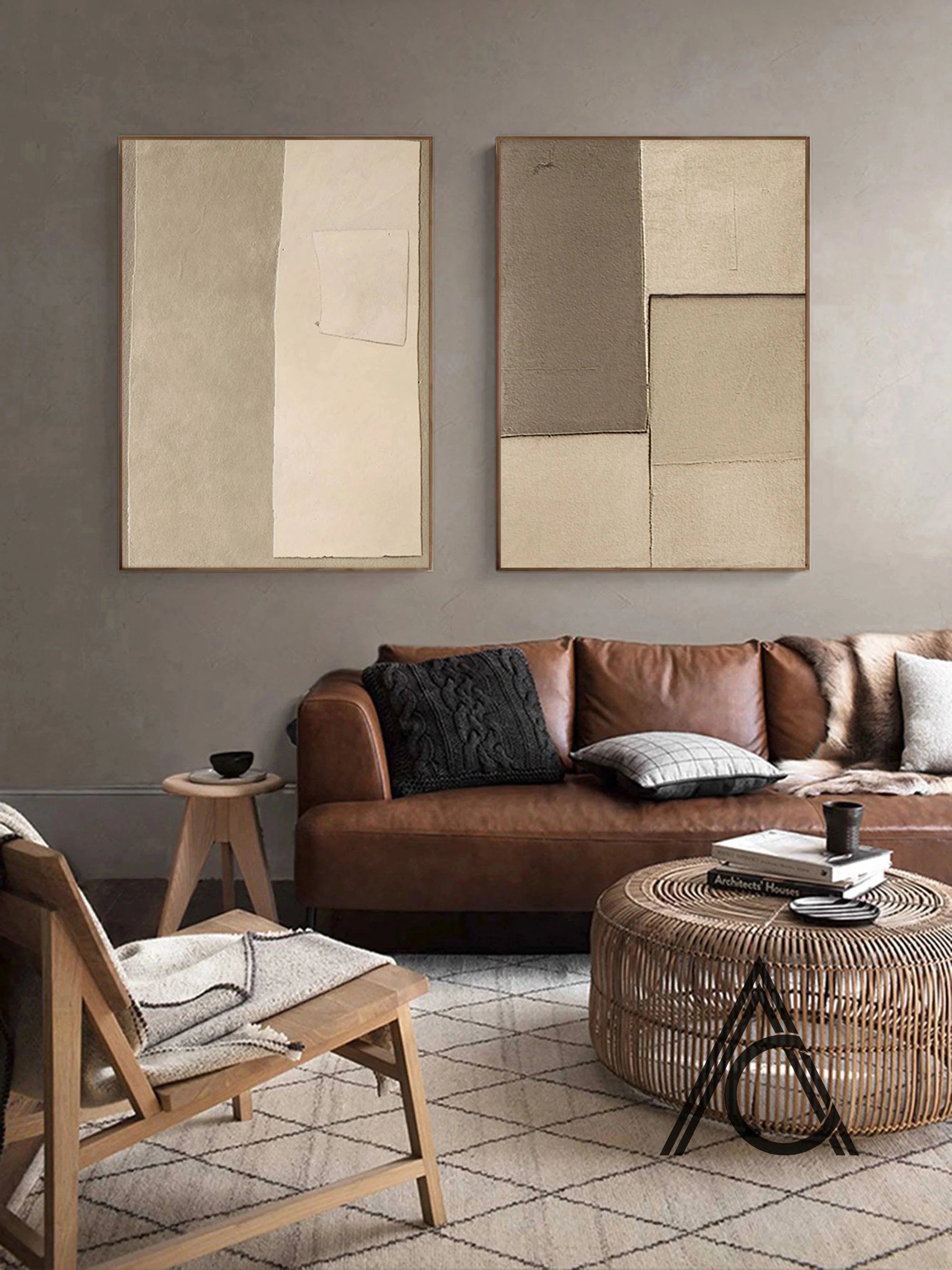 Wabi Sabi Abstract Wall Art Set of 2 #WA003