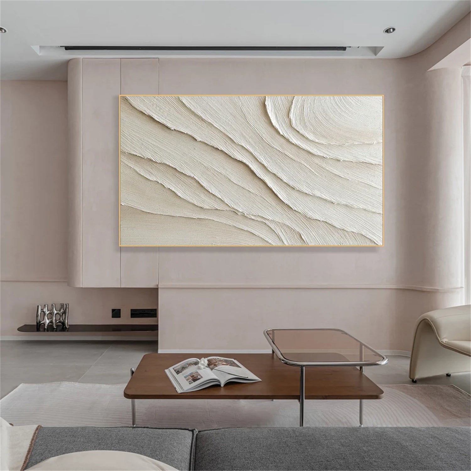 White Textured Minimalist Wall Art #WT031