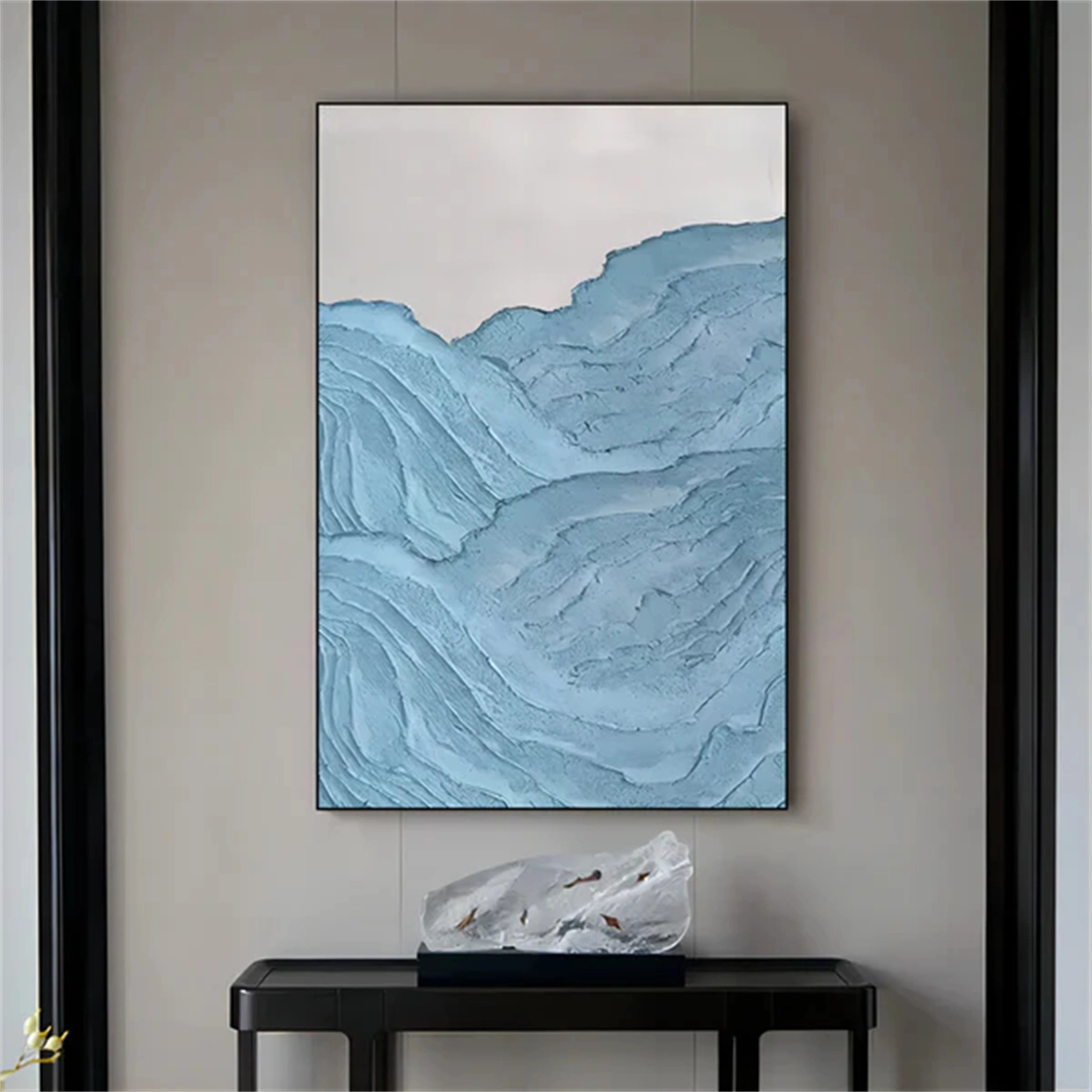 Blue Textured Minimalist Wall Art #BL018
