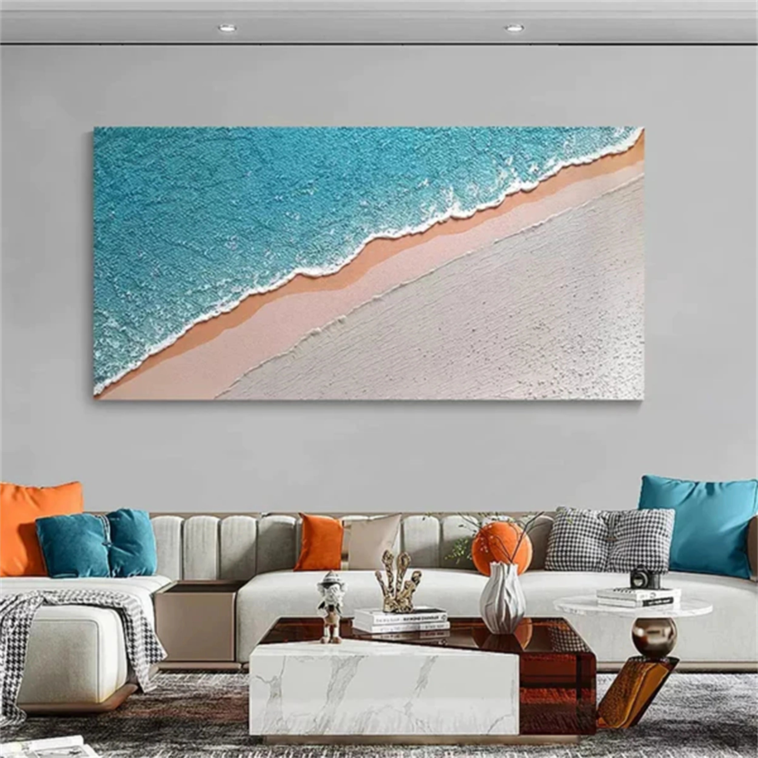 Blue Textured Minimalist Wall Art #BL017
