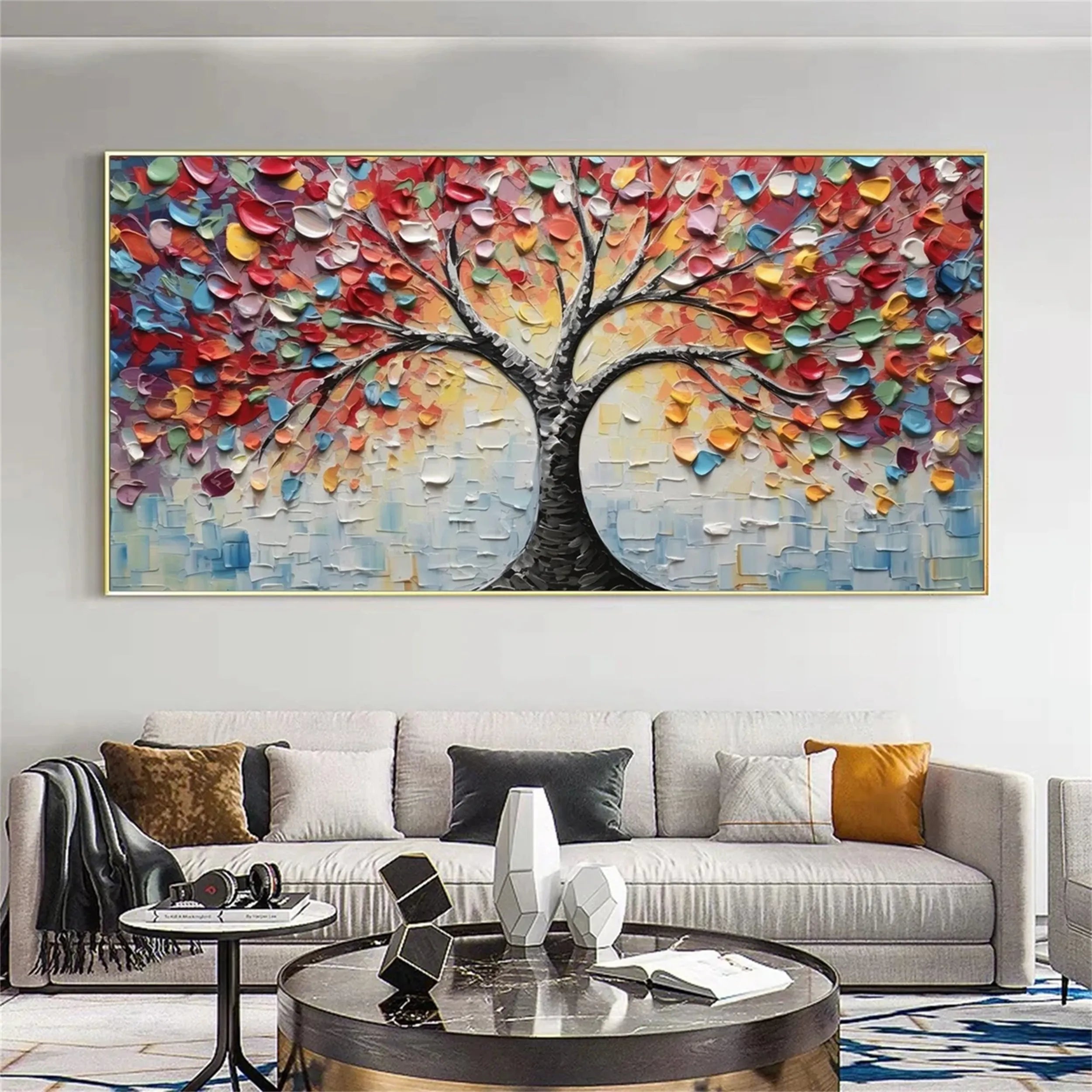 Colorful Tree And Flower Painting #TF019